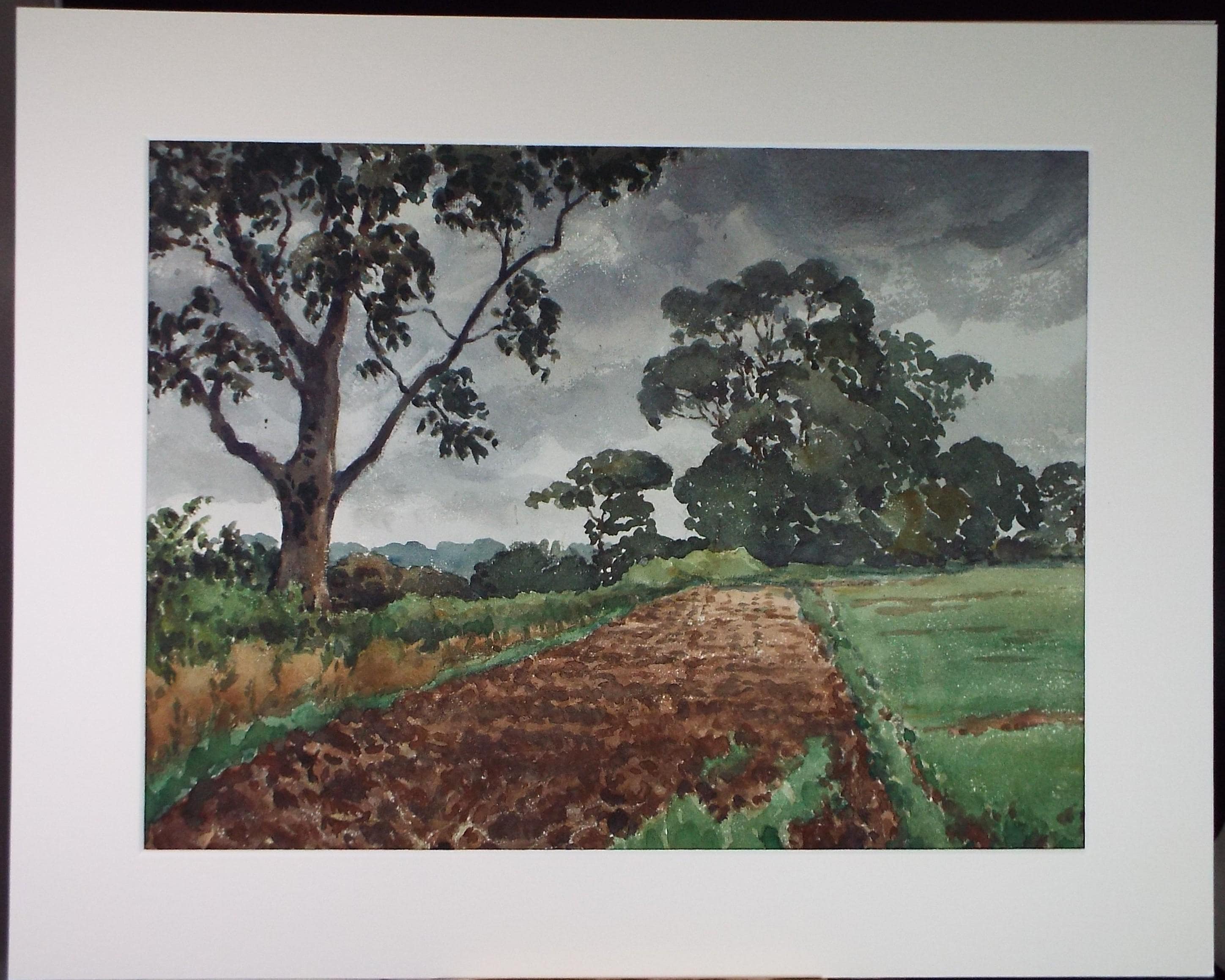Original Watercolour, 'Ploughed Field', Henry Potter Stevens (1875-1965) Circa 1950's