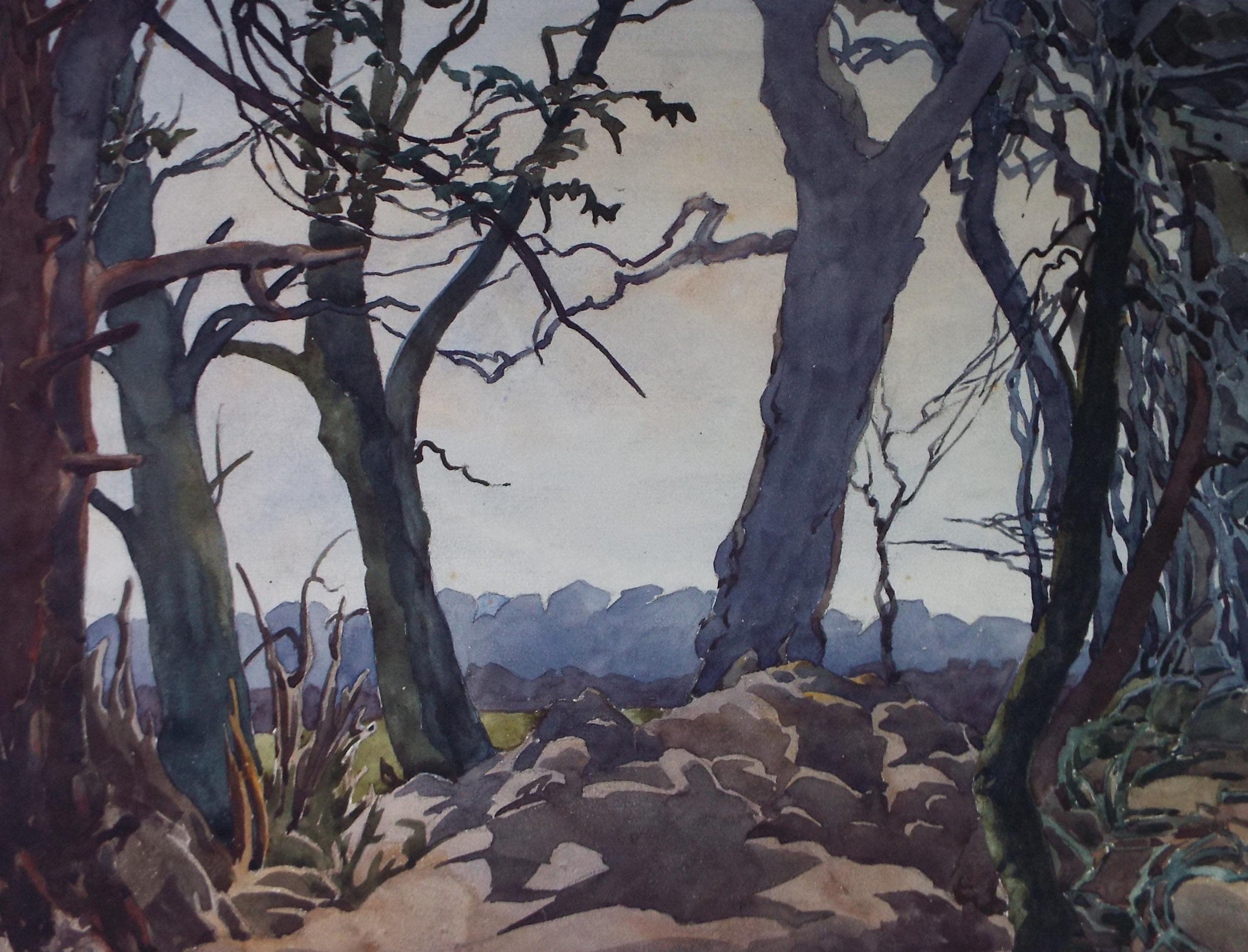 Original Watercolour, 'Stange Woodland', Henry Potter Stevens (1875-1965) Circa 1950's