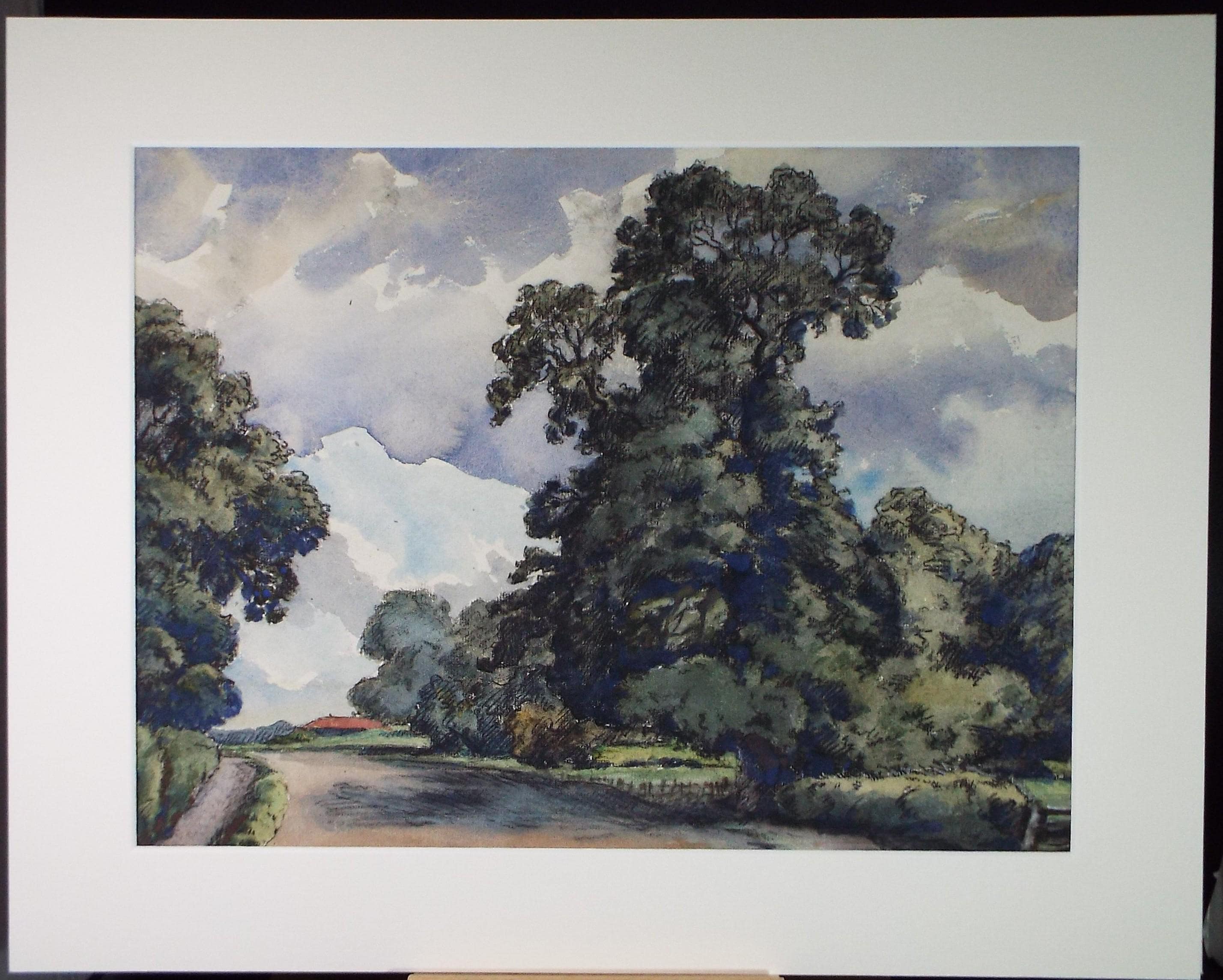 Original Charcoal & wash, 'The Main Road', Henry Potter Stevens (1875-1965) Circa 1950's