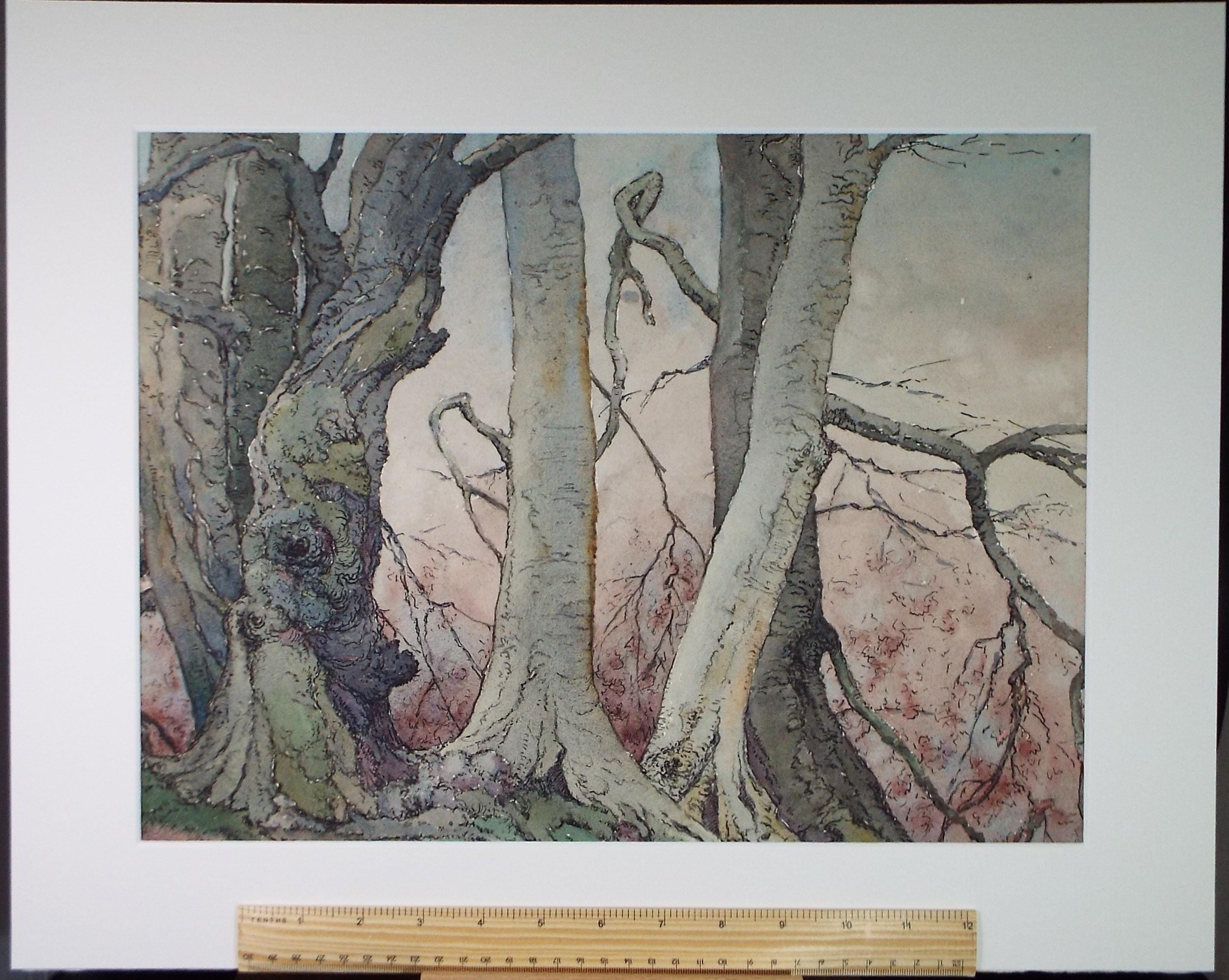 Original Watercolour, 'Beech on the Hill', Henry Potter Stevens (1875-1965) Dated 1957