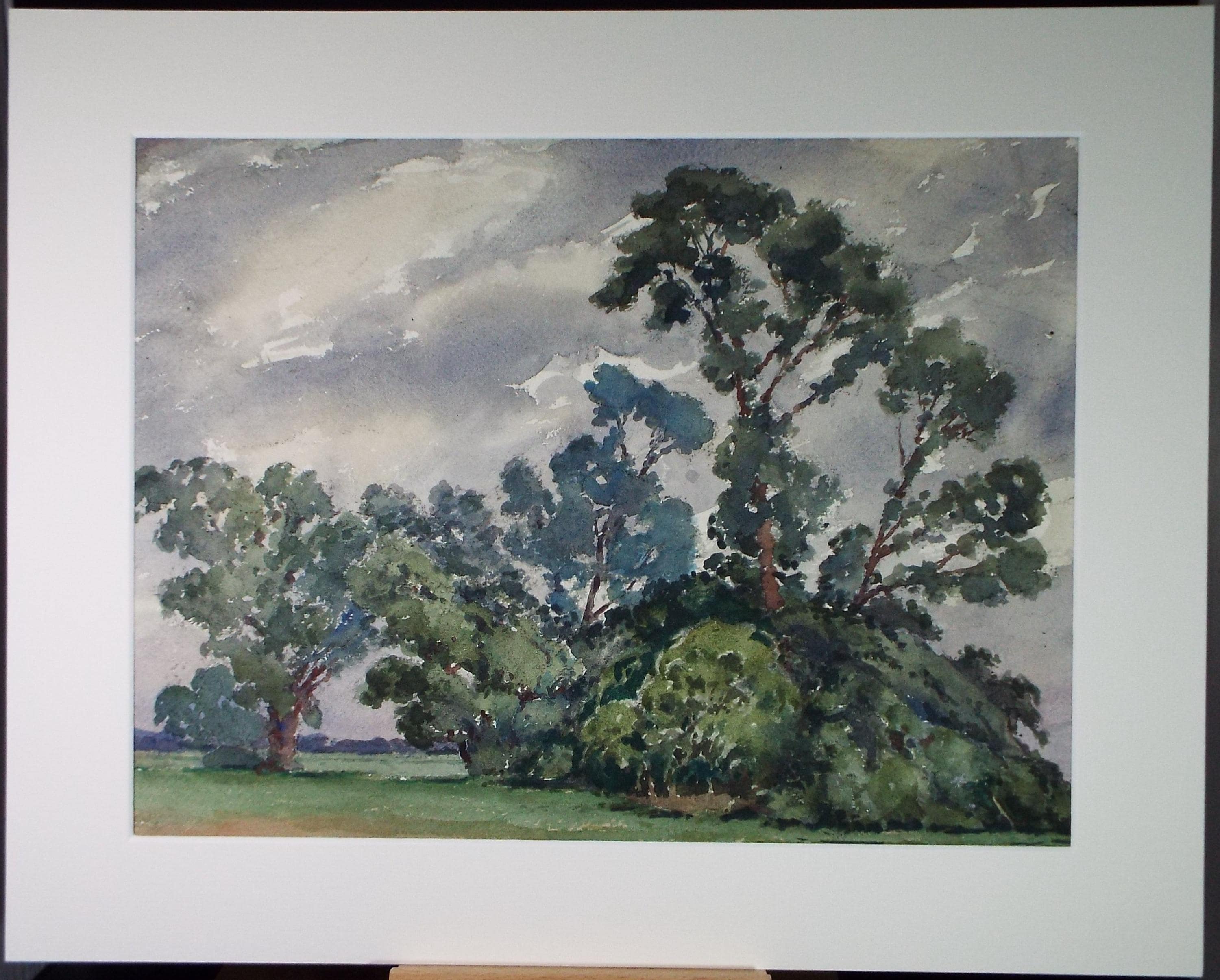 Original Watercolour, 'Trees on a Field Margin', Henry Potter Stevens (1875-1965) Dated 1956