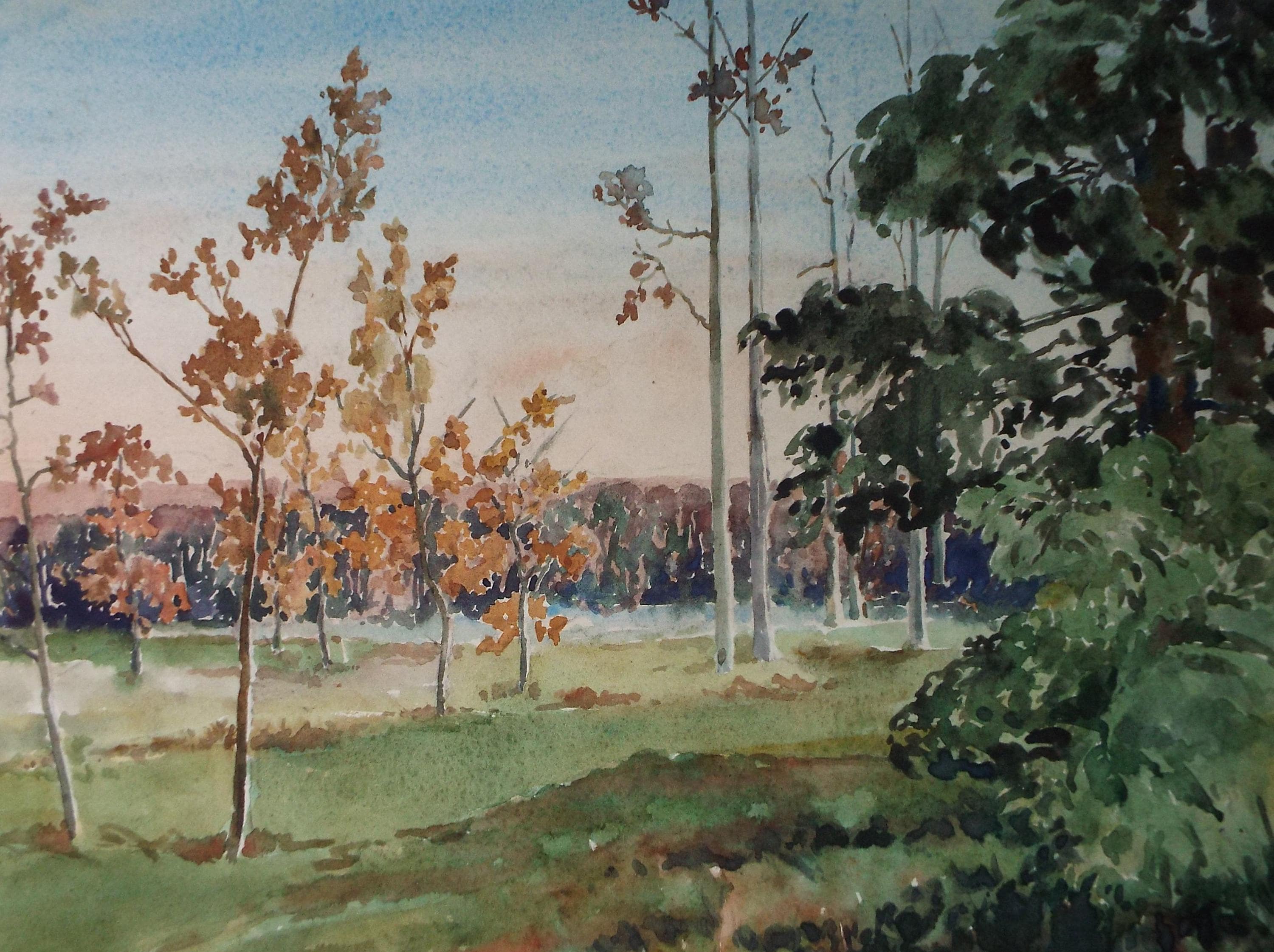 Original Watercolour, 'From the Laboratory Window', Henry Potter Stevens (1875-1965) Dated 1962