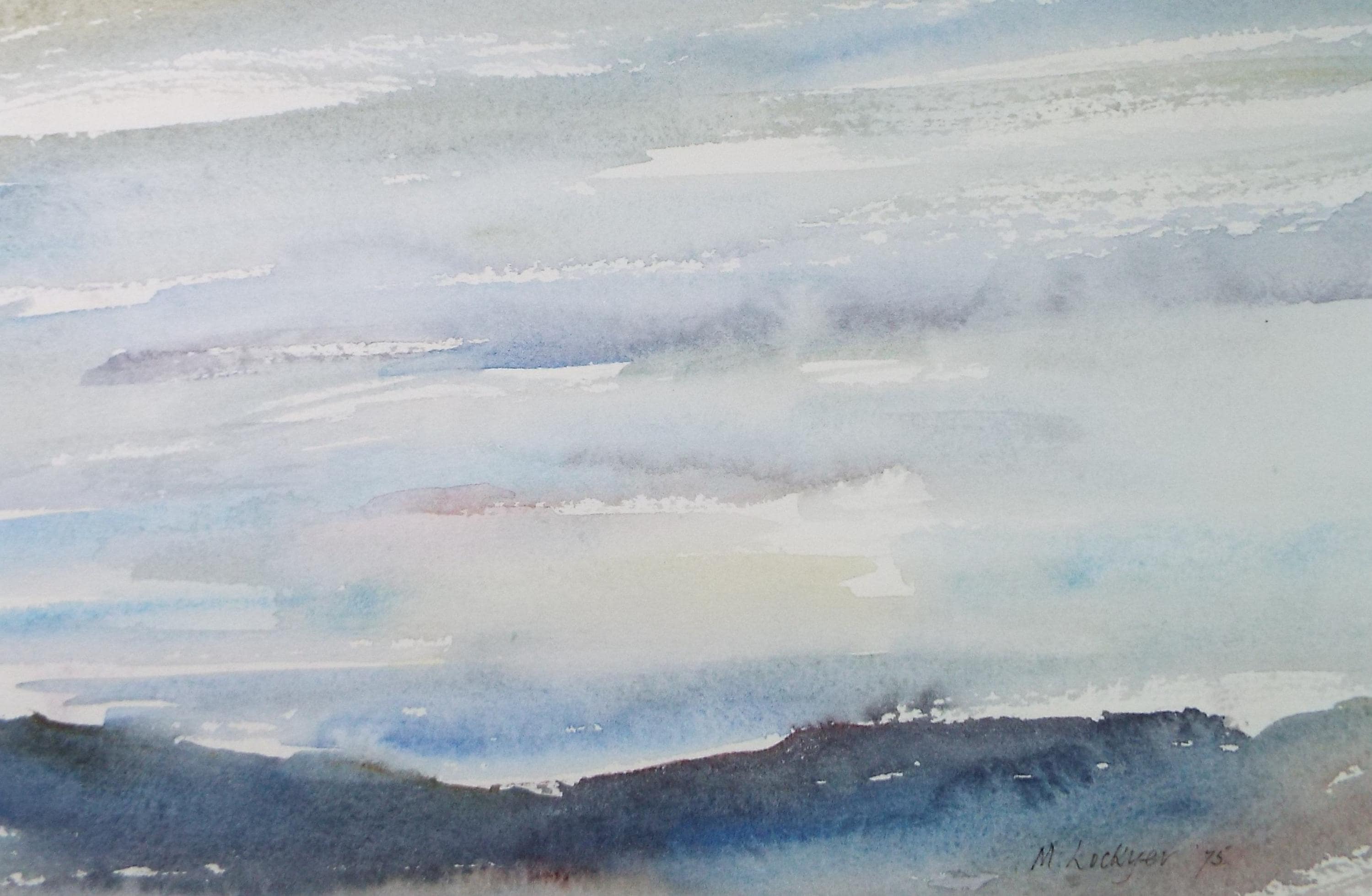 Original Watercolour on Paper, 'Overcast Skies', Circa 1970's, Mildred Lockyer