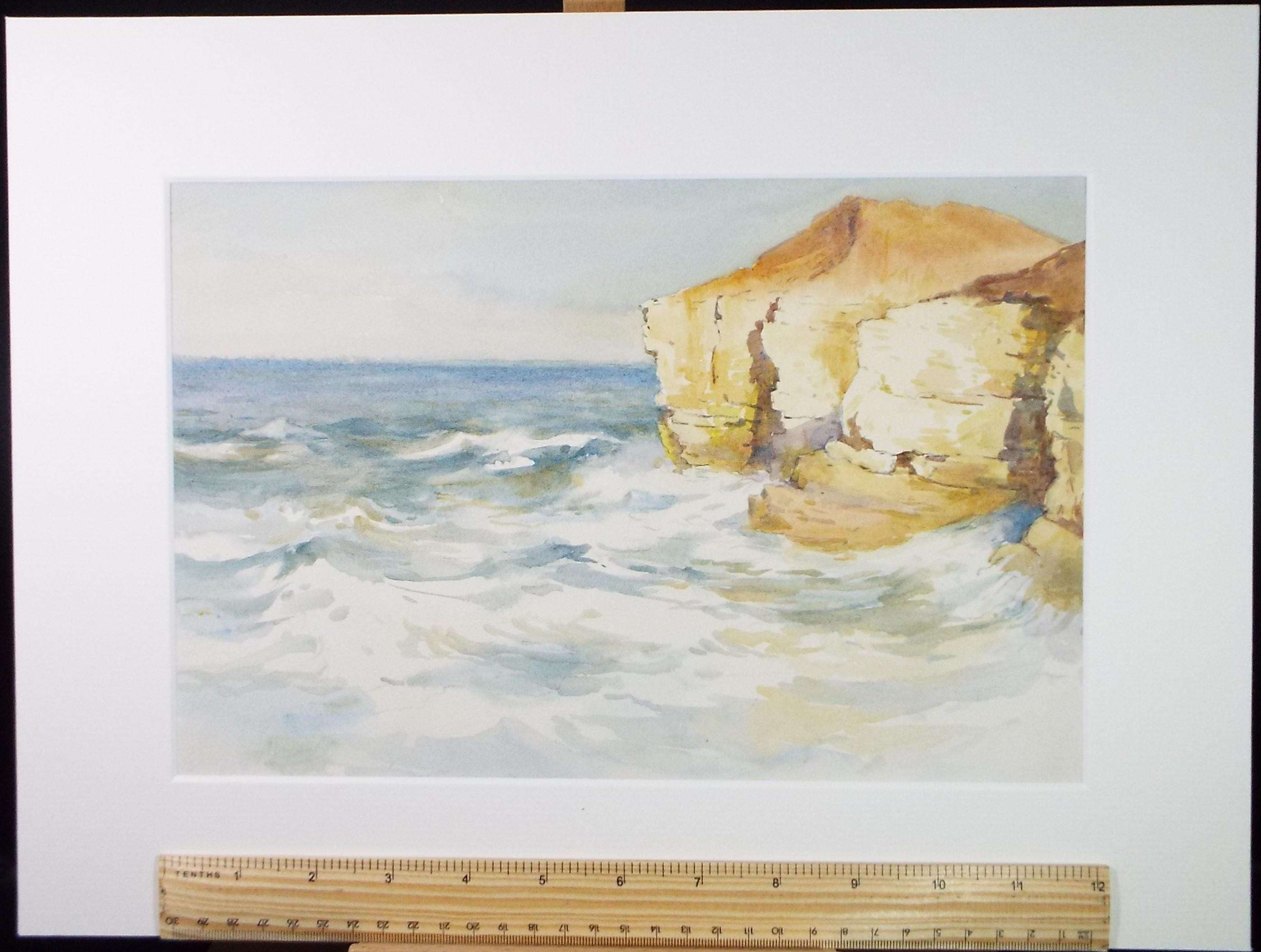 Original Watercolour, 'Coastal Cliffs', Charles Edward Wanless (c1875-1938), circa 1920's