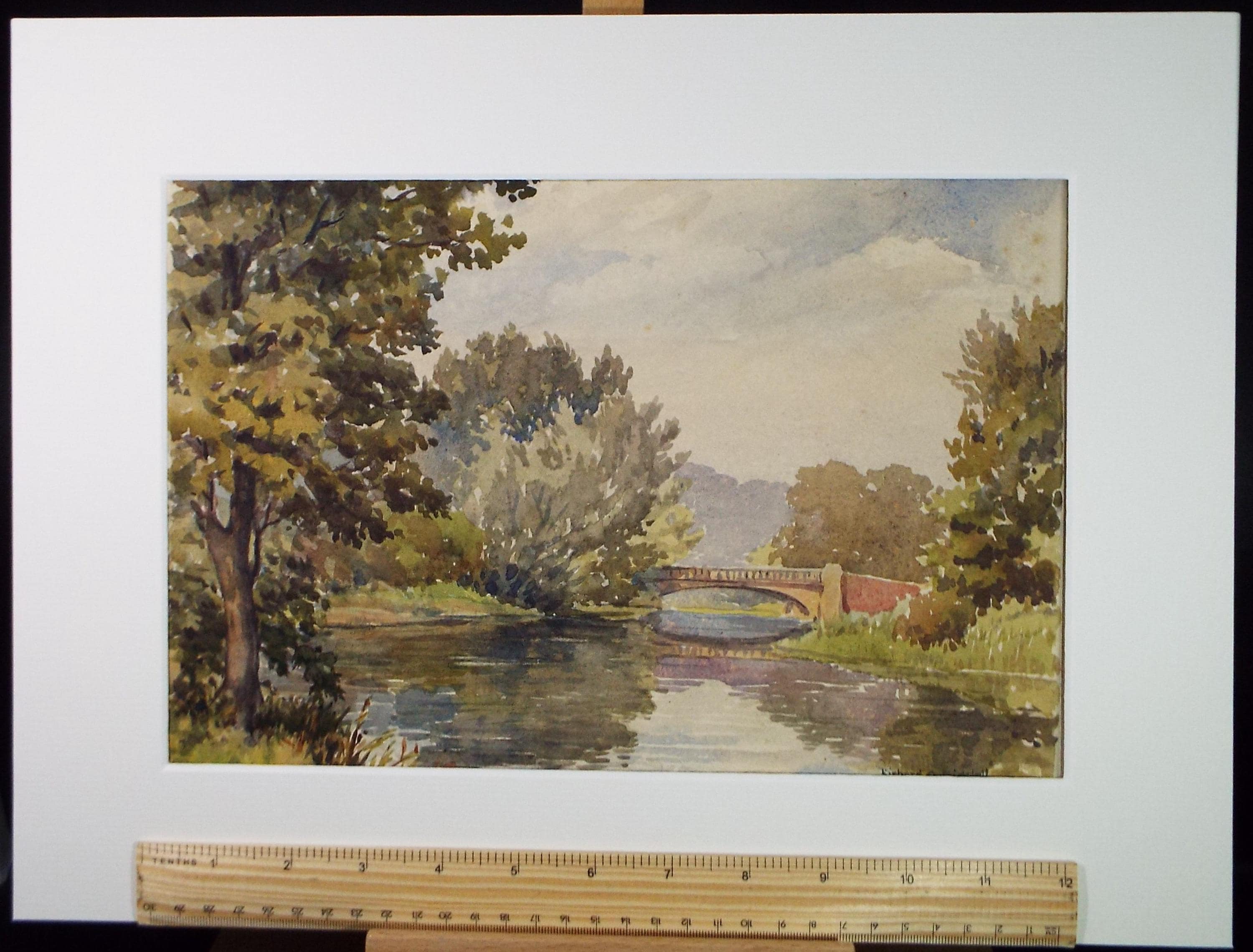 Original Watercolour 'Bridge over the river', Dated 1949, Richard A Siddall