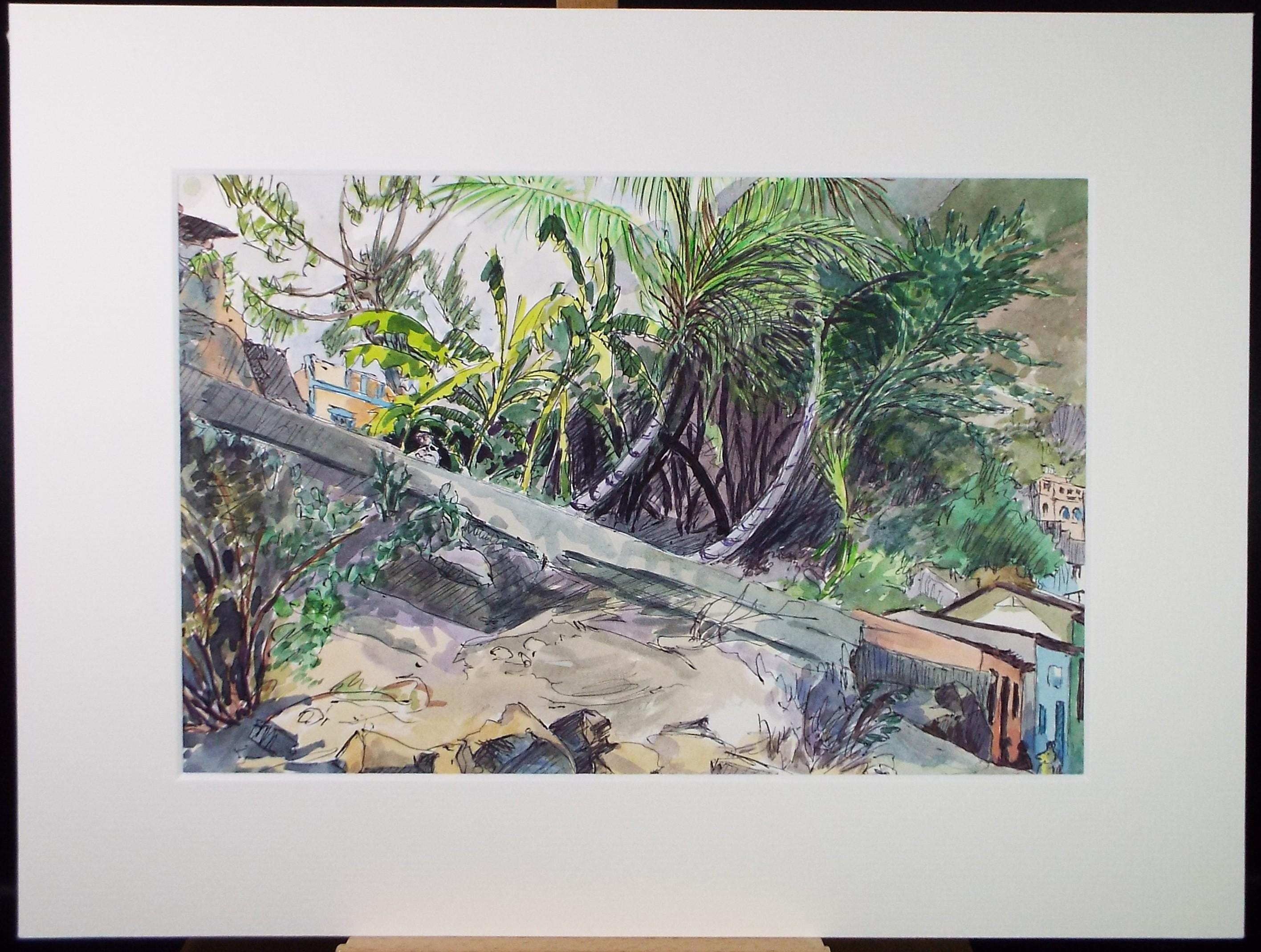Original Watercolour, 'South American Village', Circa 1950's, Ivy T. Attwell (1895-1985)