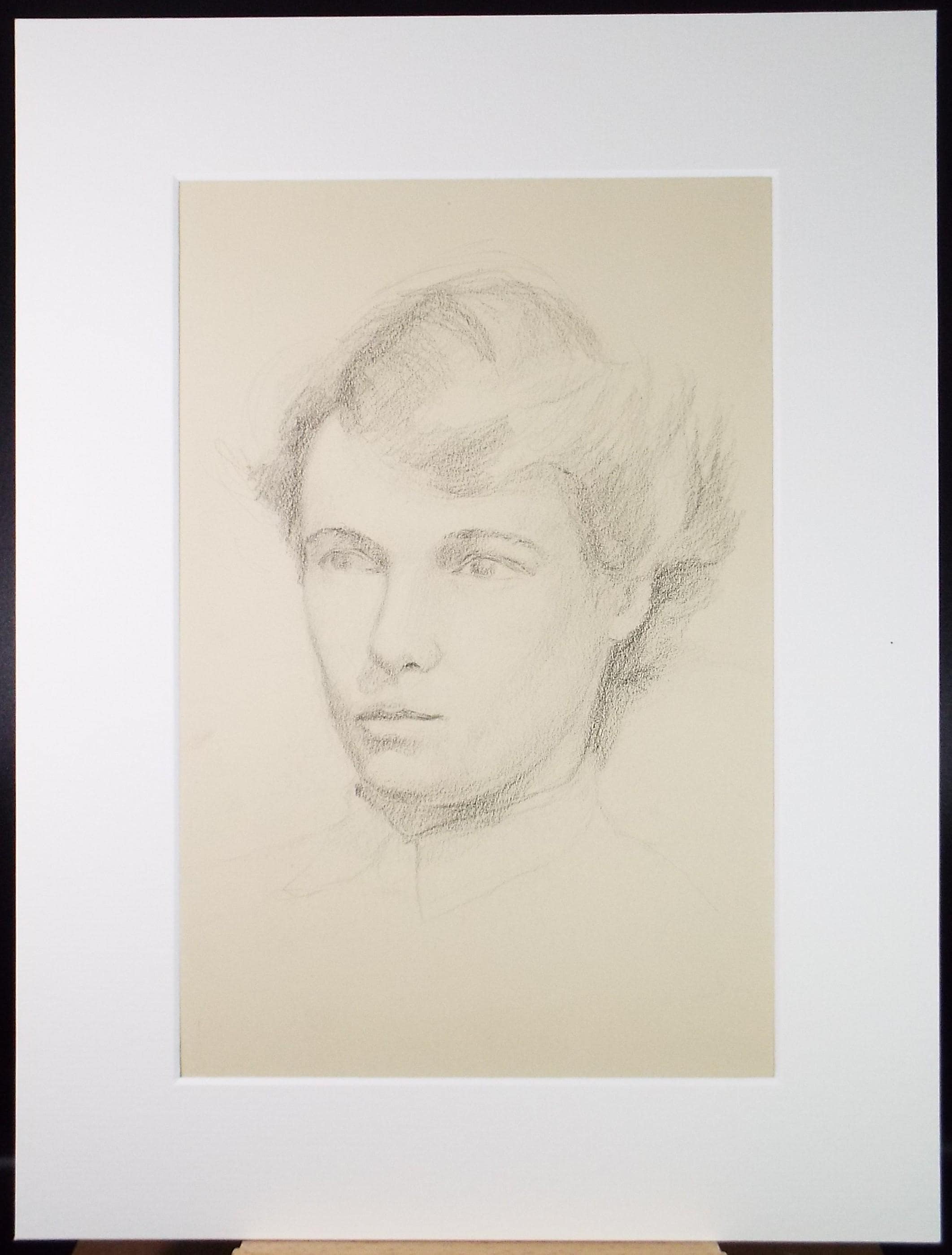Mid-Century 'Woman Portrait', Original pencil drawing by Pauline Plummer