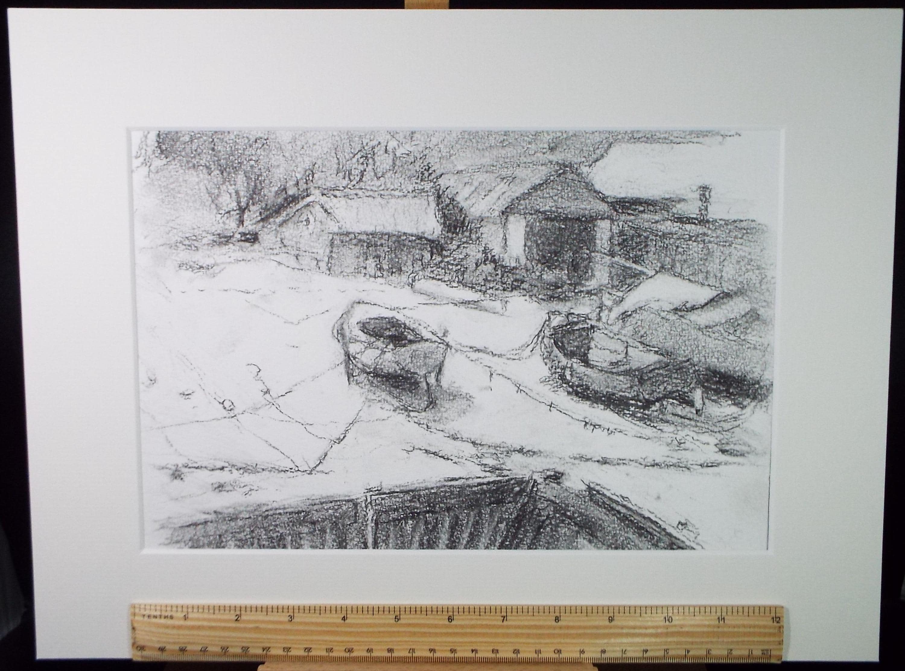 Conte Drawings, 'fishing boat' Drawing by Pauline Plummer, 1990s