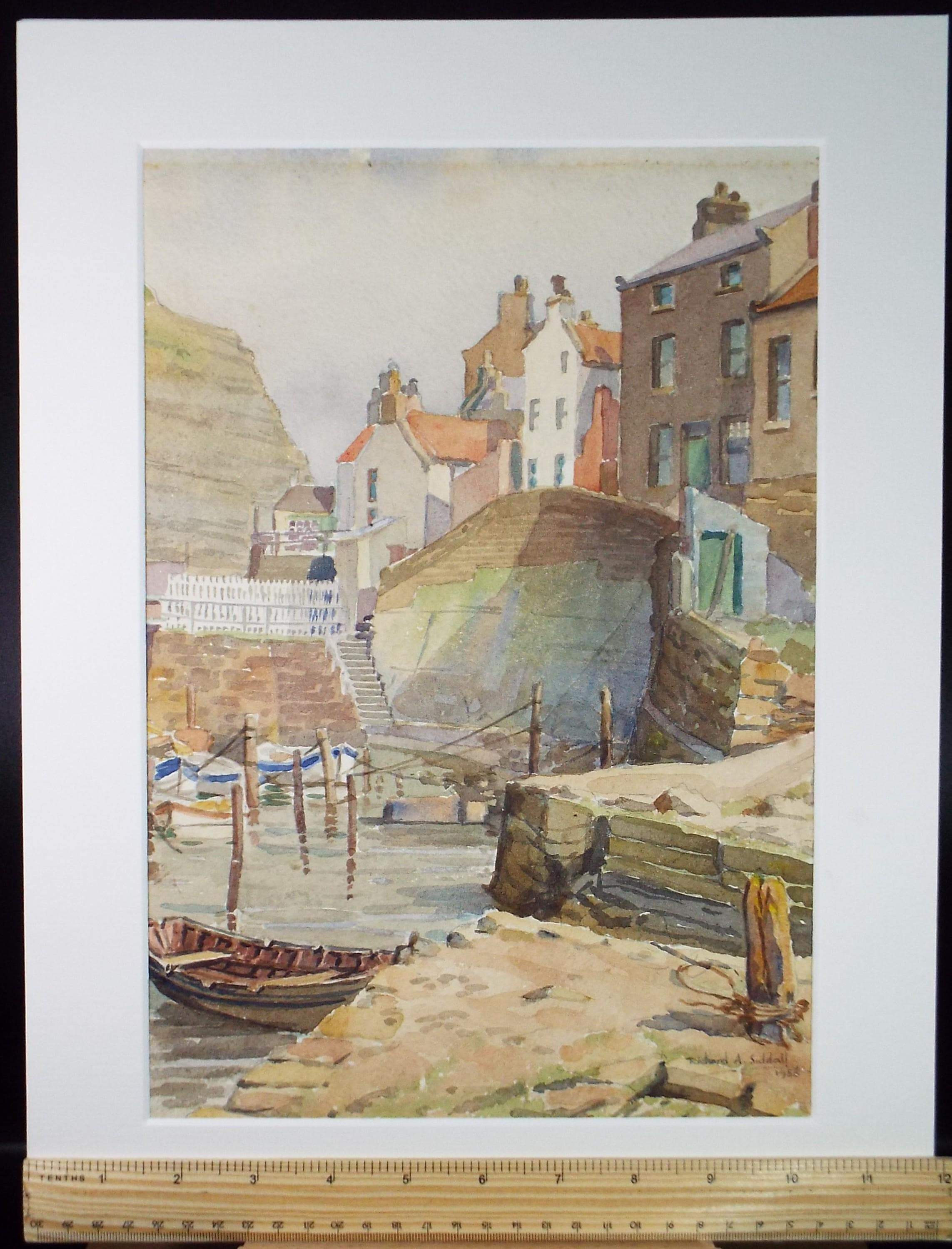 Original Watercolour, 'Fishing Harbour', Richard A Siddal, Dated 1956