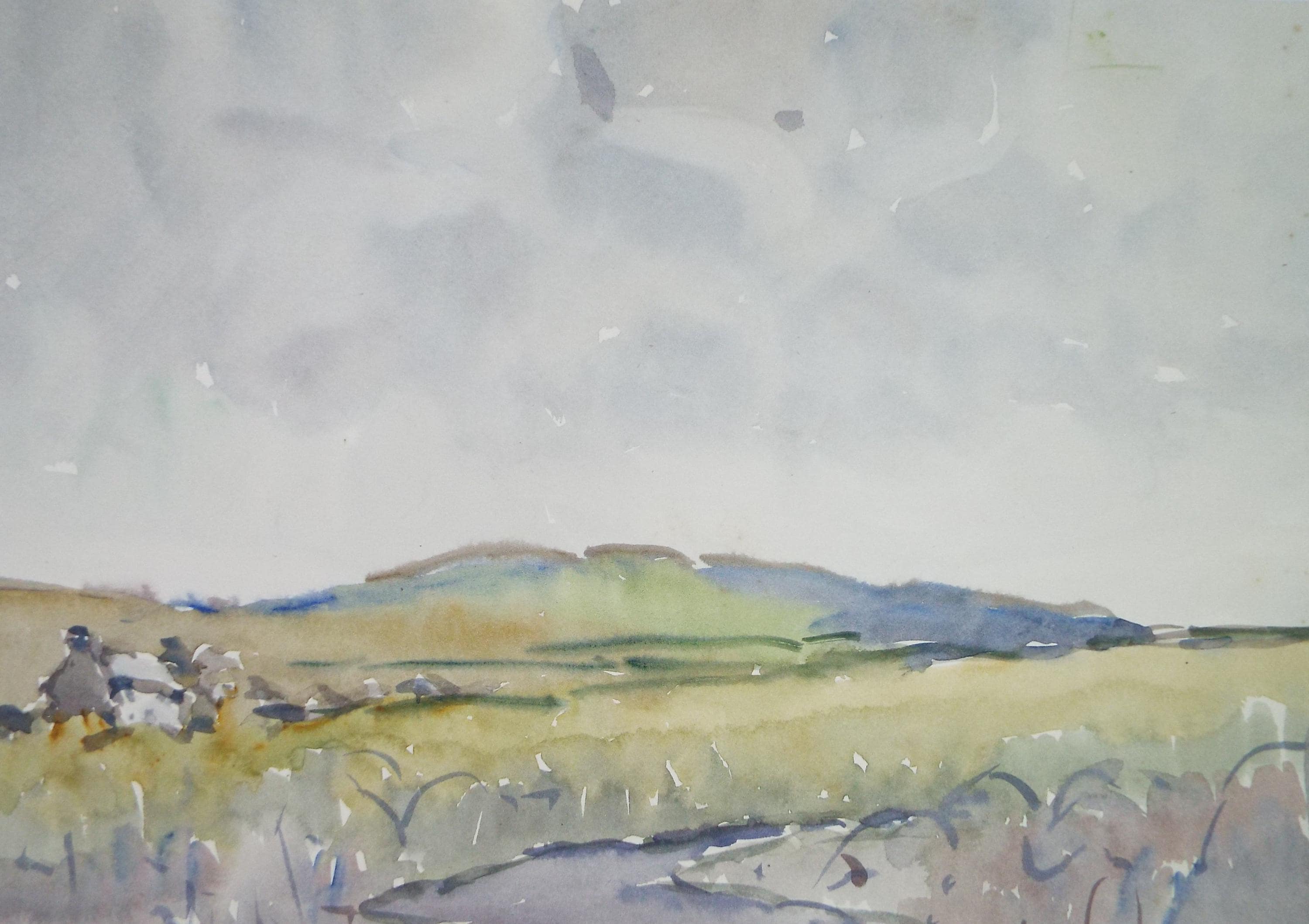 Original Watercolour, 'Cornish Landscape View', Circa 1950's , George Manning-Sanders (1881-1953)
