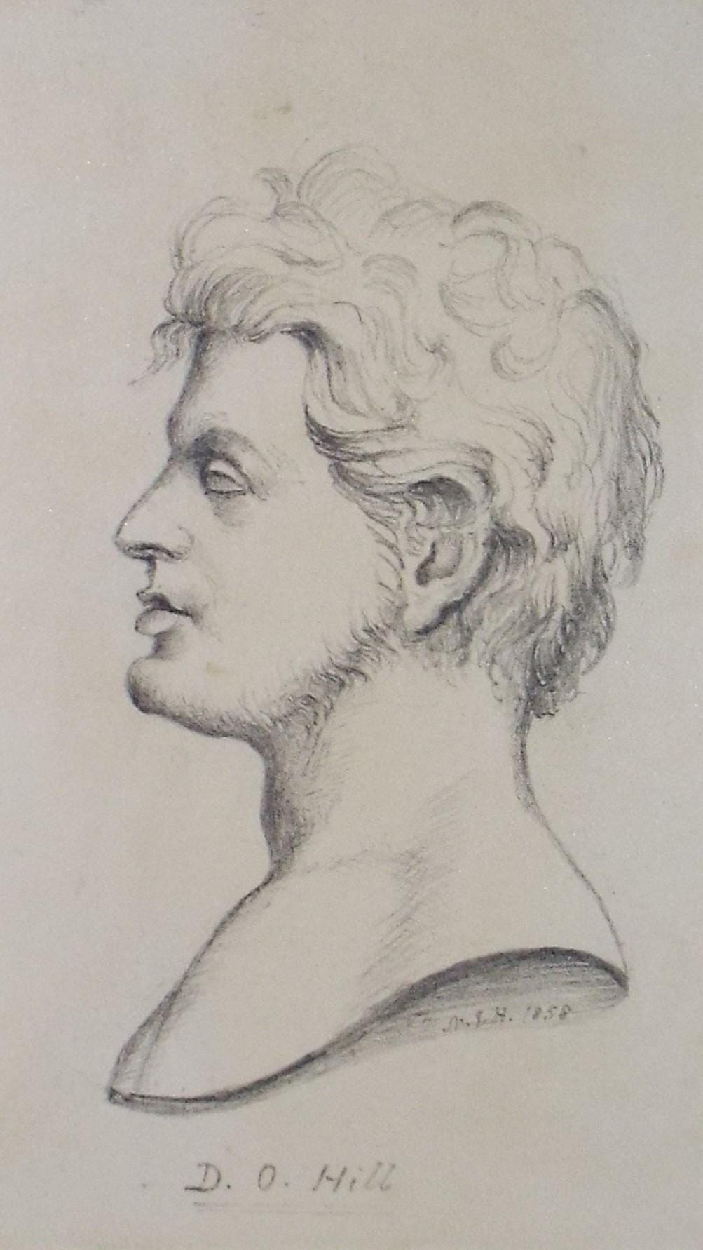 Original pencil Sketch,'Portrait of a man in profile',dated 1858