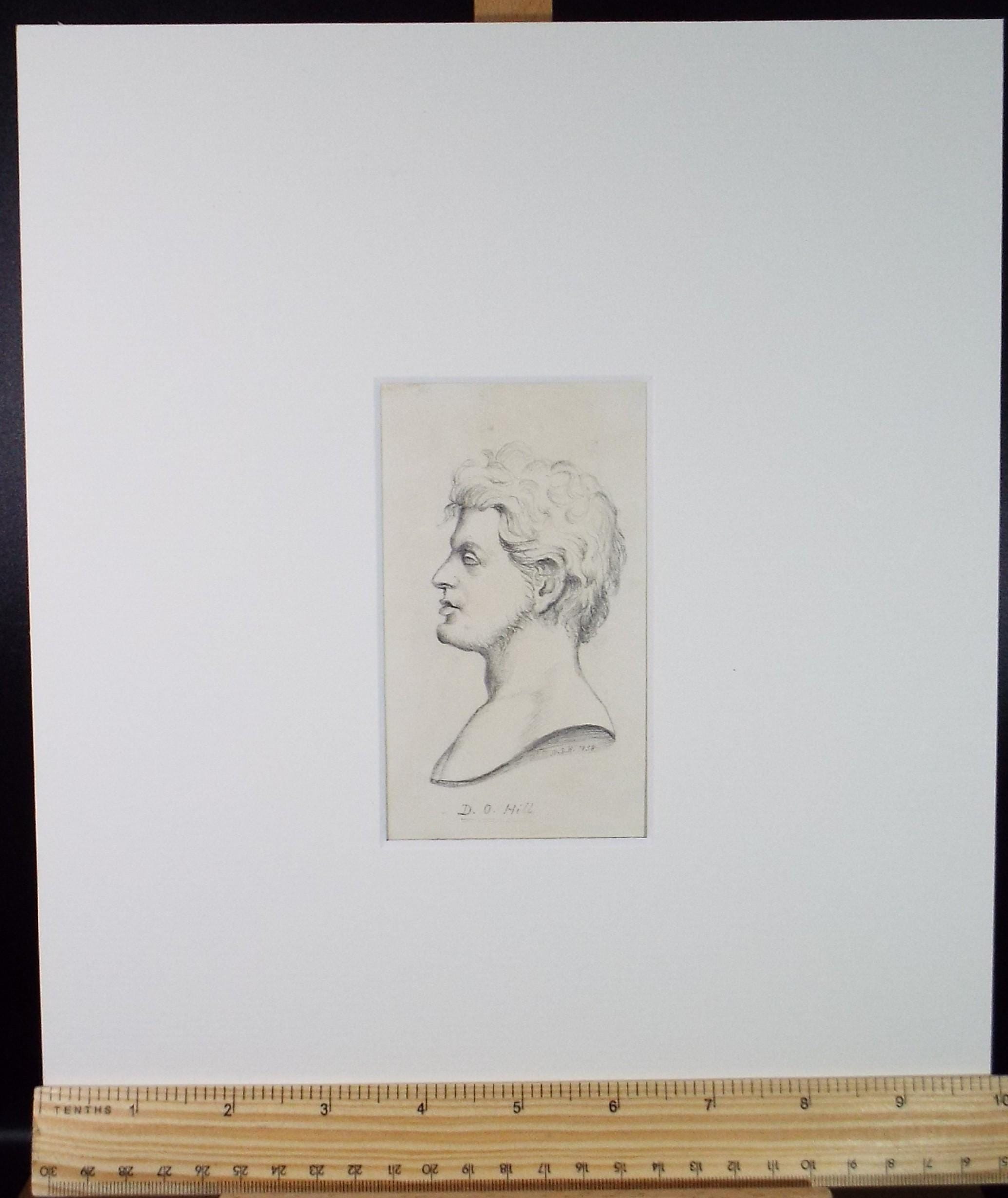 Original pencil Sketch,'Portrait of a man in profile',dated 1858