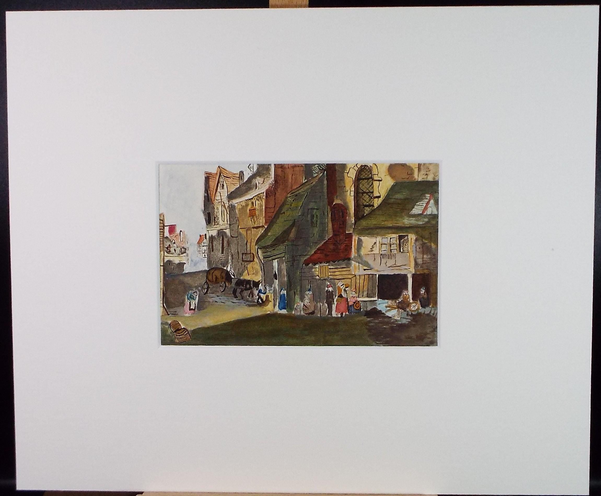 Original Watercolour, 'Medieval Street Scene',Circa 1950's