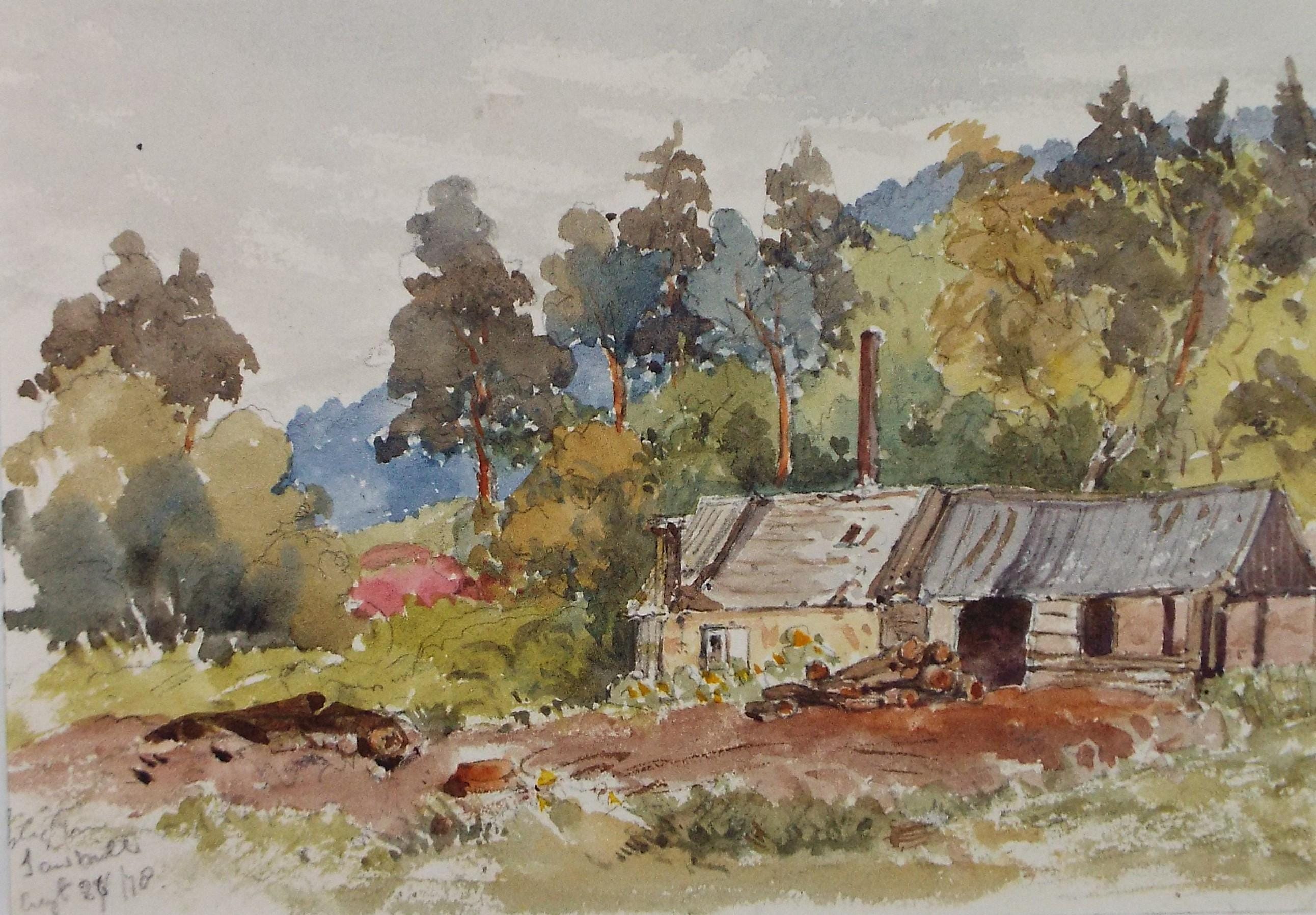 Original Watercolour,'The Homestead', Late 19th Century, unknown artist
