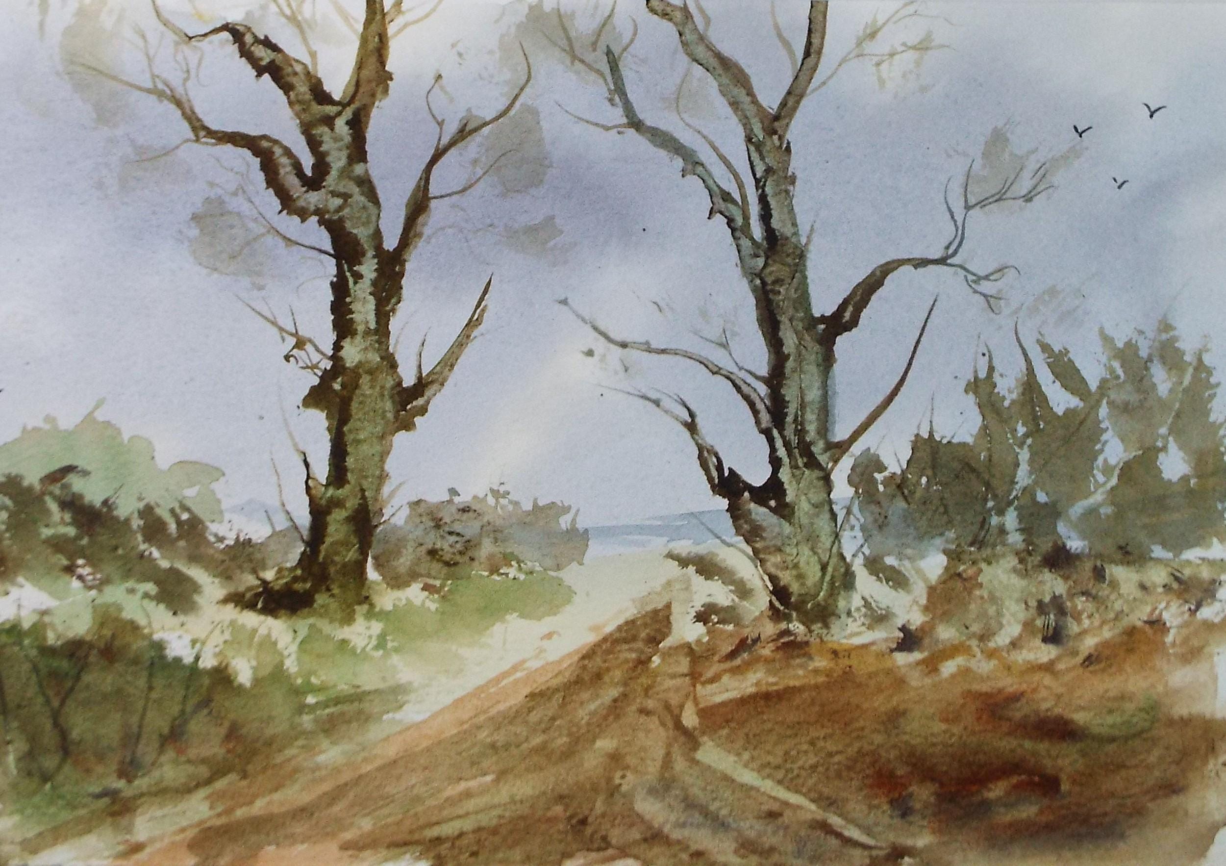Original Watercolour, 'A Study of Trees', Peter Grimer, Circa 1990's