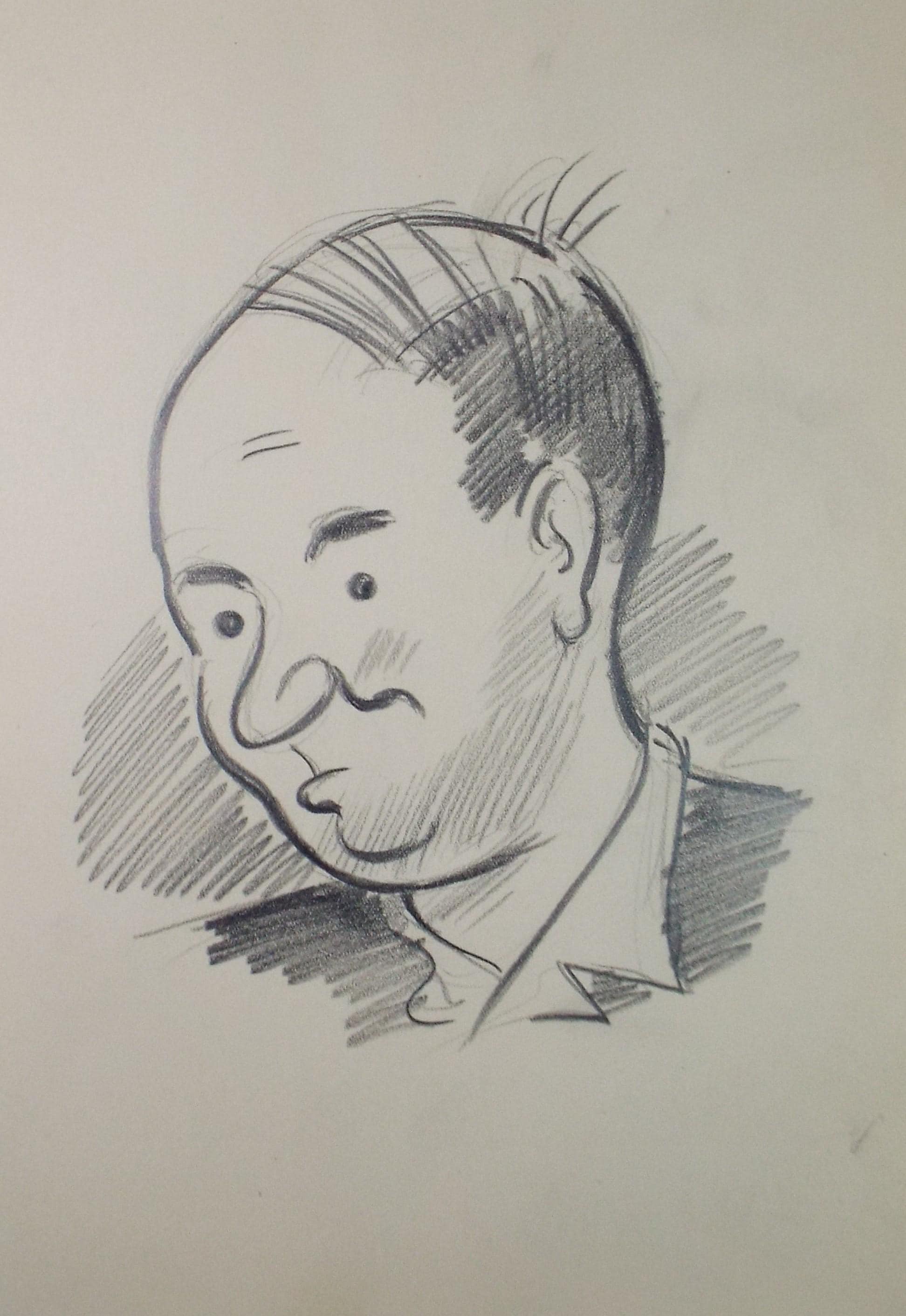 Pencil Sketch,'Cartoon Study of a Man', c1950's