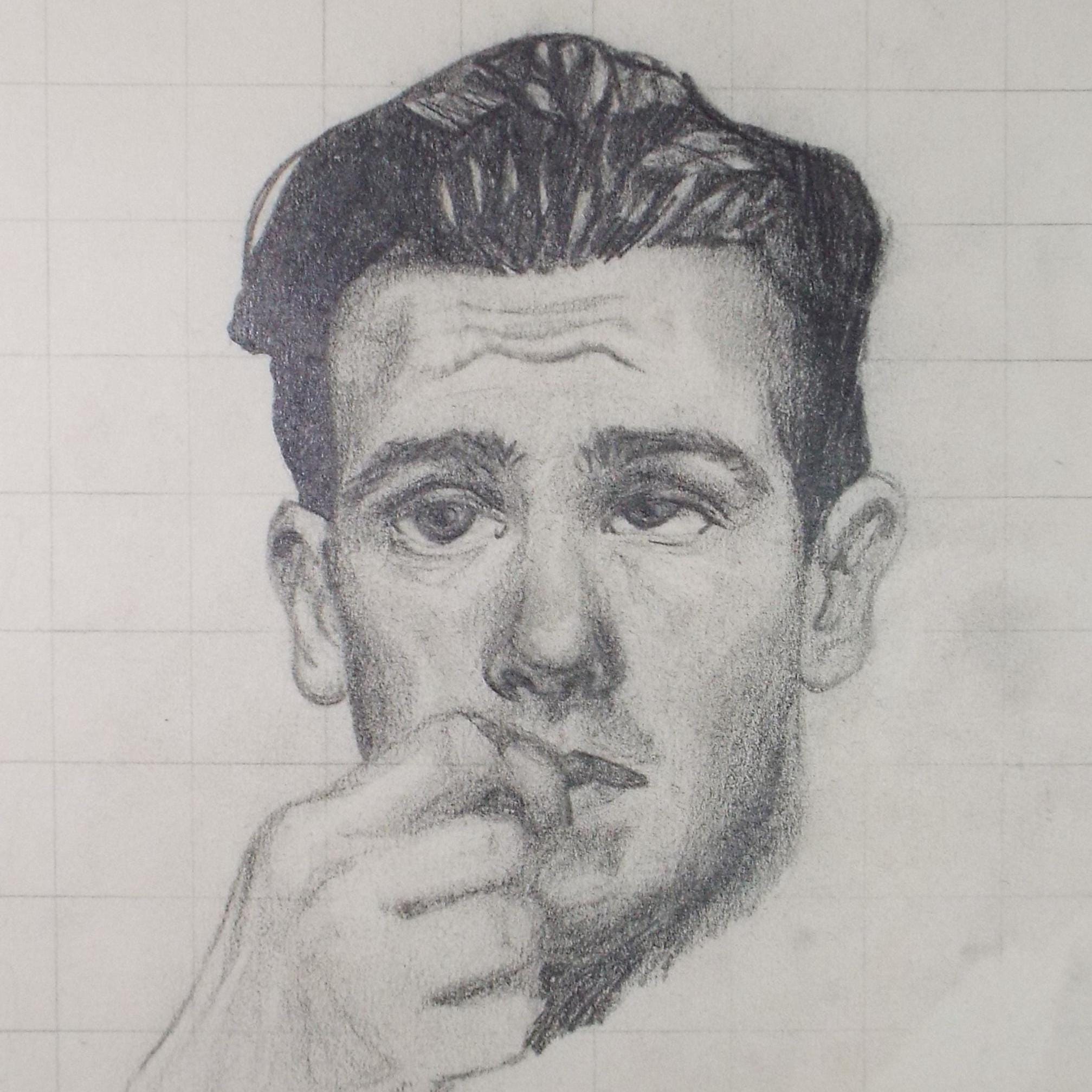 Pencil Sketch, 'Study of a Man', c1950's