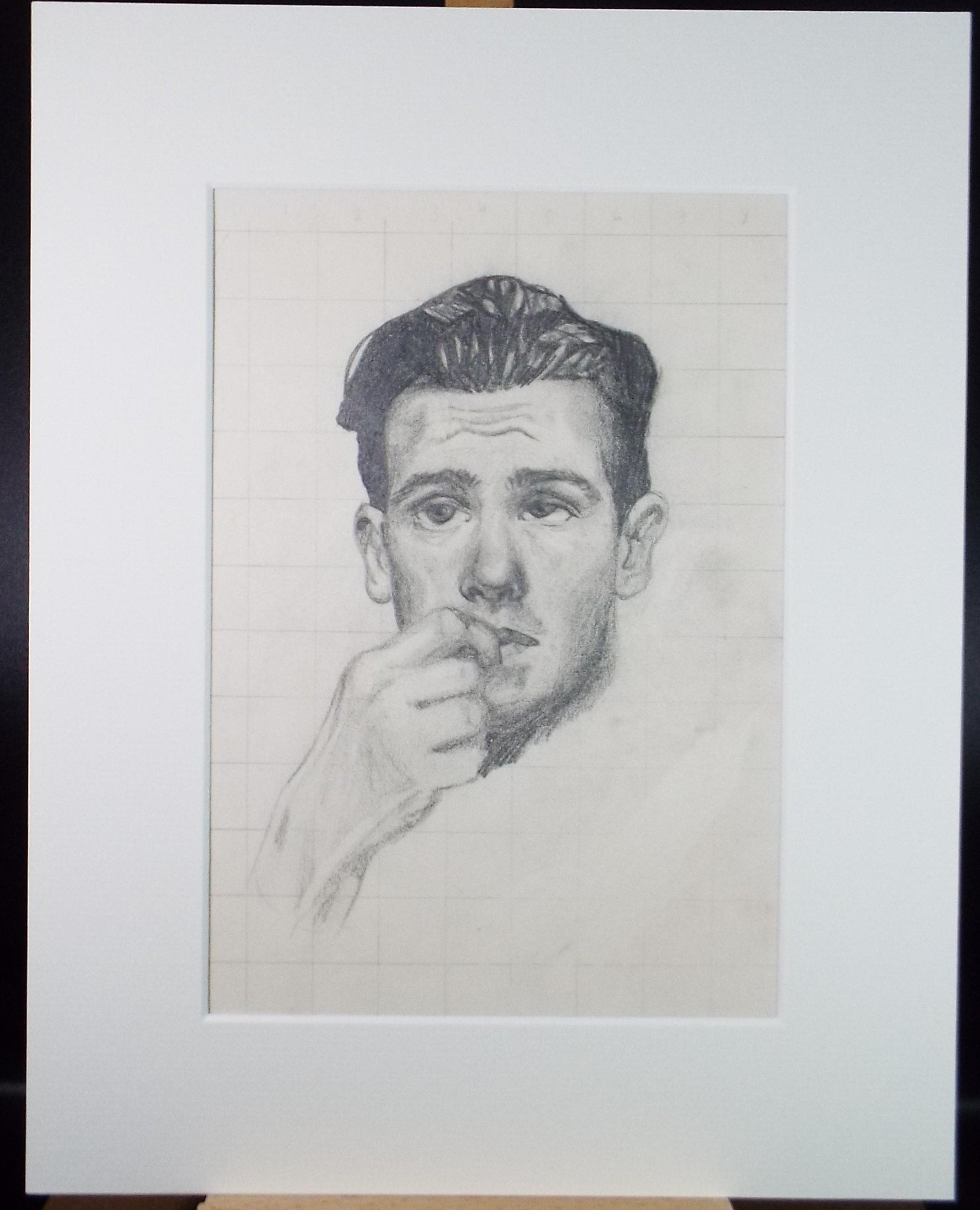 Pencil Sketch, 'Study of a Man', c1950's