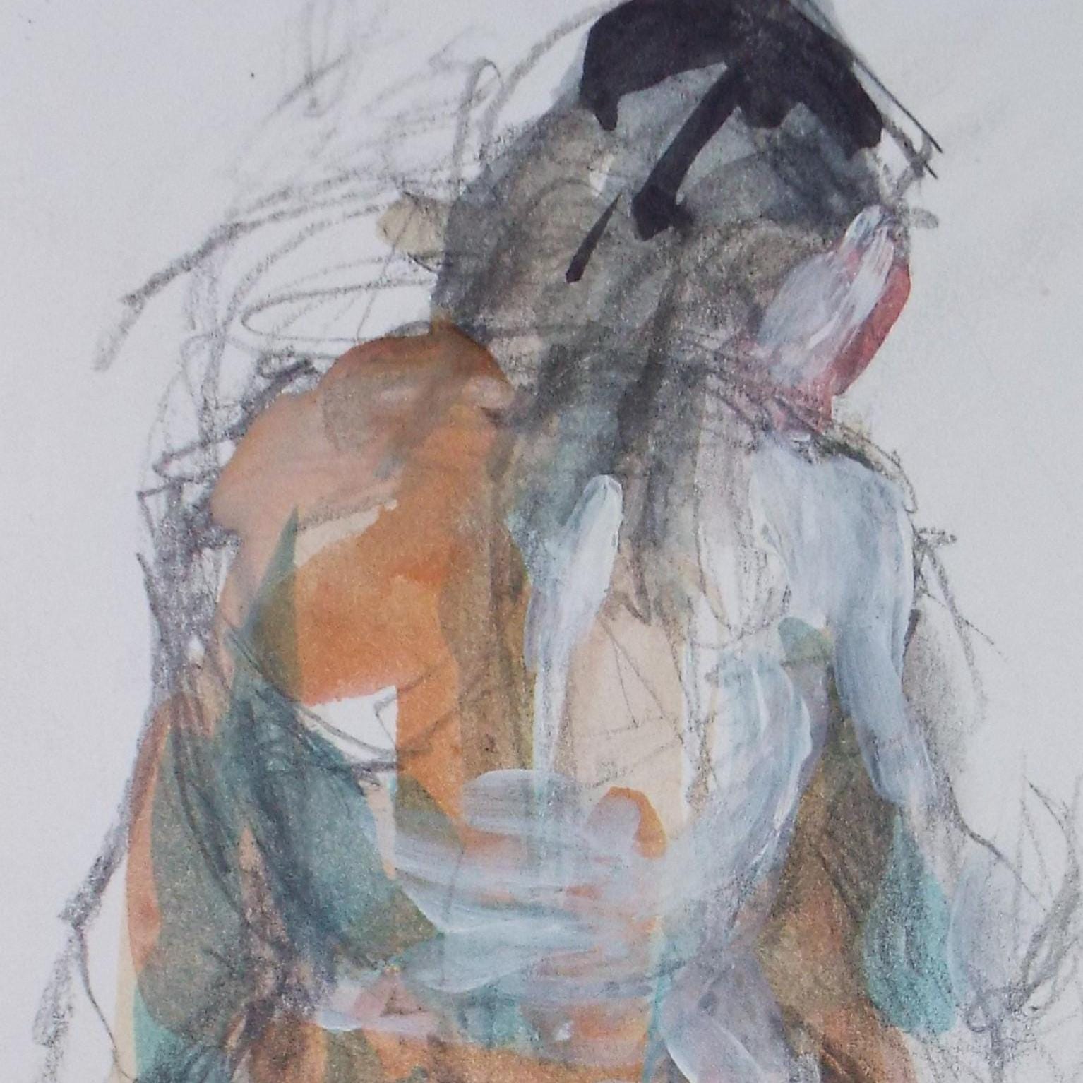 Original Watercolour & gouache, 'Nude figure from rear', Graham Benton RBSA (1934-2022), Circa 1990's