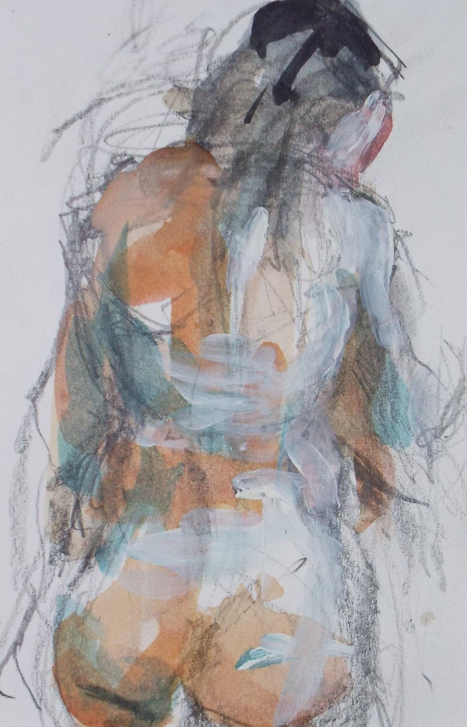 Original Watercolour & gouache, 'Nude figure from rear', Graham Benton RBSA (1934-2022), Circa 1990's