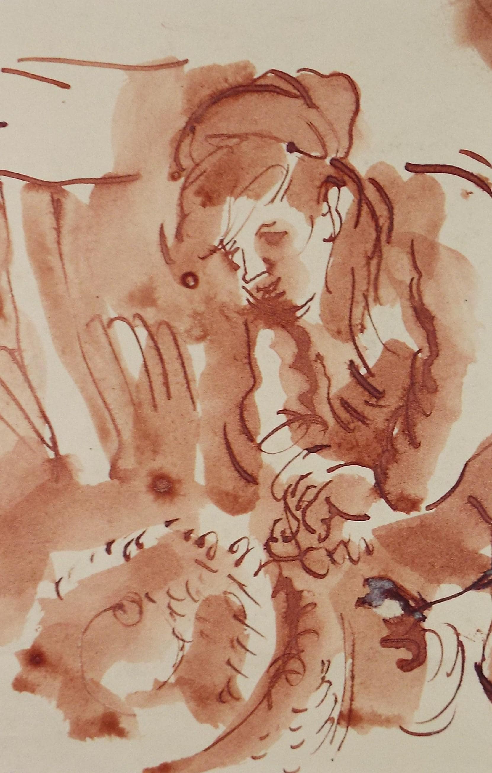 Original Watercolour, 'Crouching figure', 1950's, William D Clyne (1922-1981)