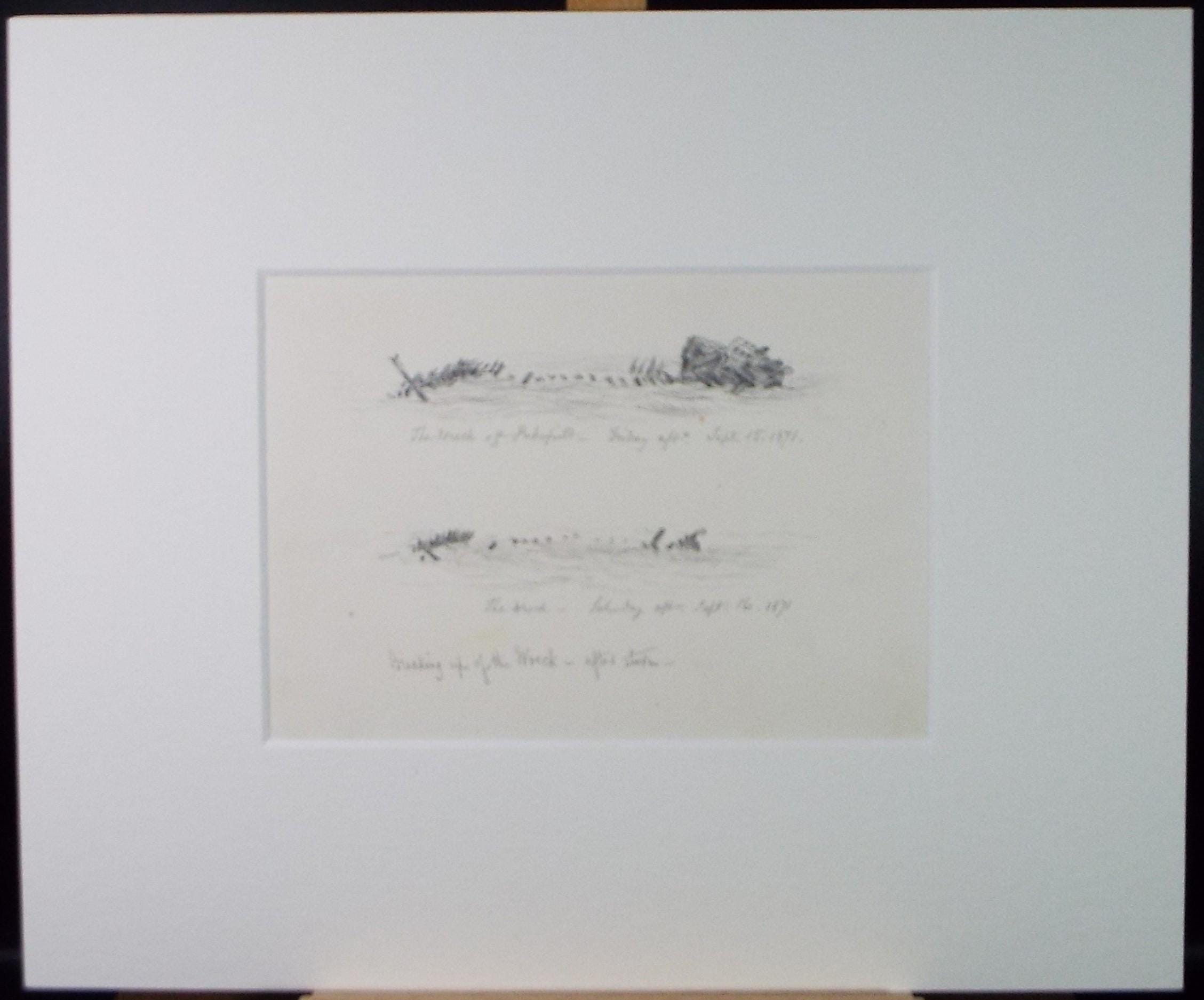 Original Pencil Drawing 'Breaking of the wreck after the storm', Dated 1871, William Brenchley Rye (1818-1901)
