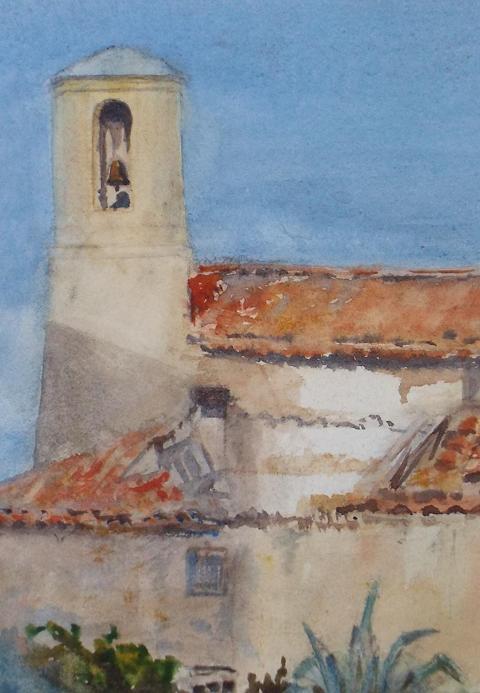 Original Watercolour, 'Spanish church', Circa 1900