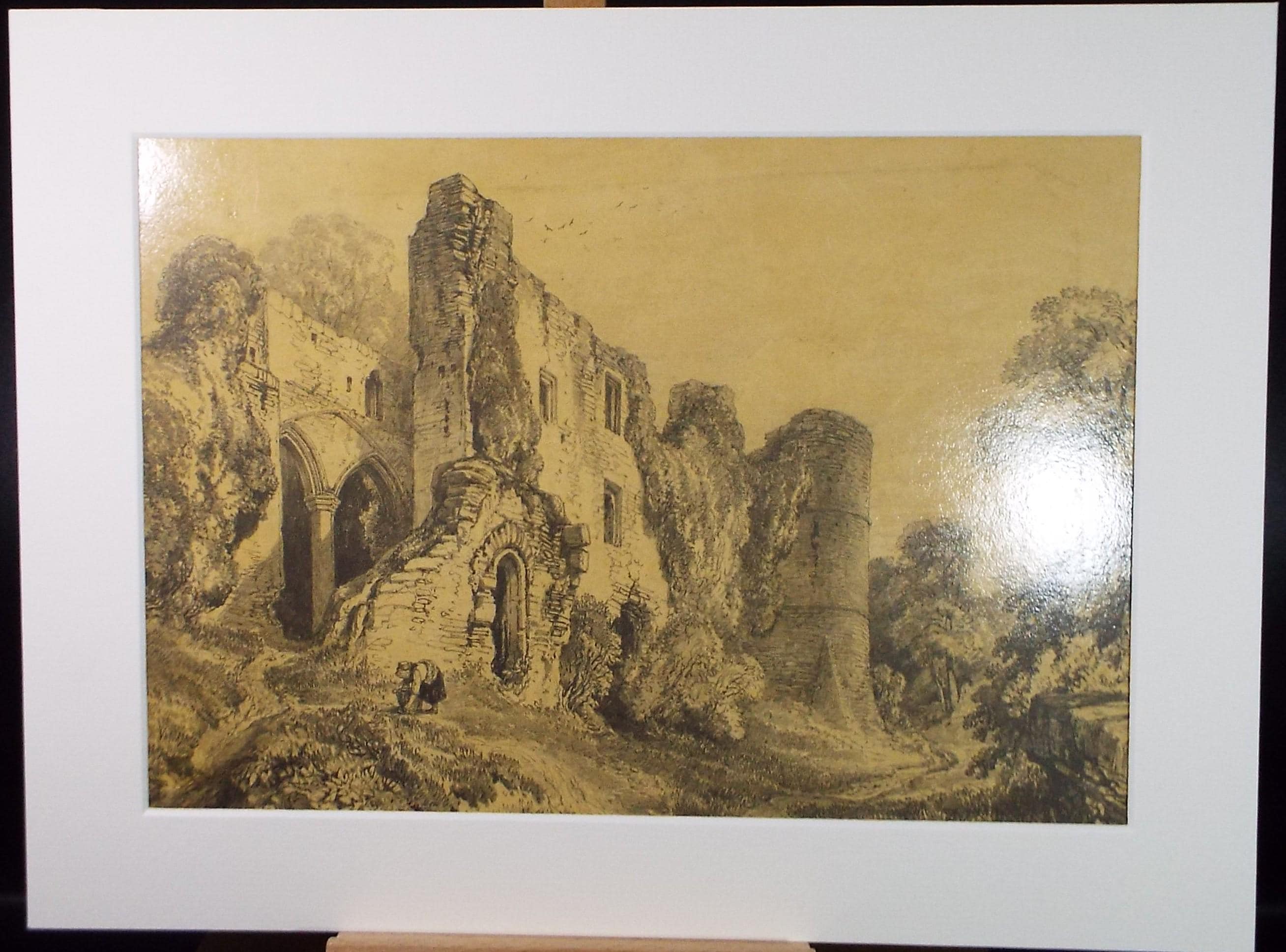 Varnished Pencil drawing , 'Goodrich Castle', late 19th Century