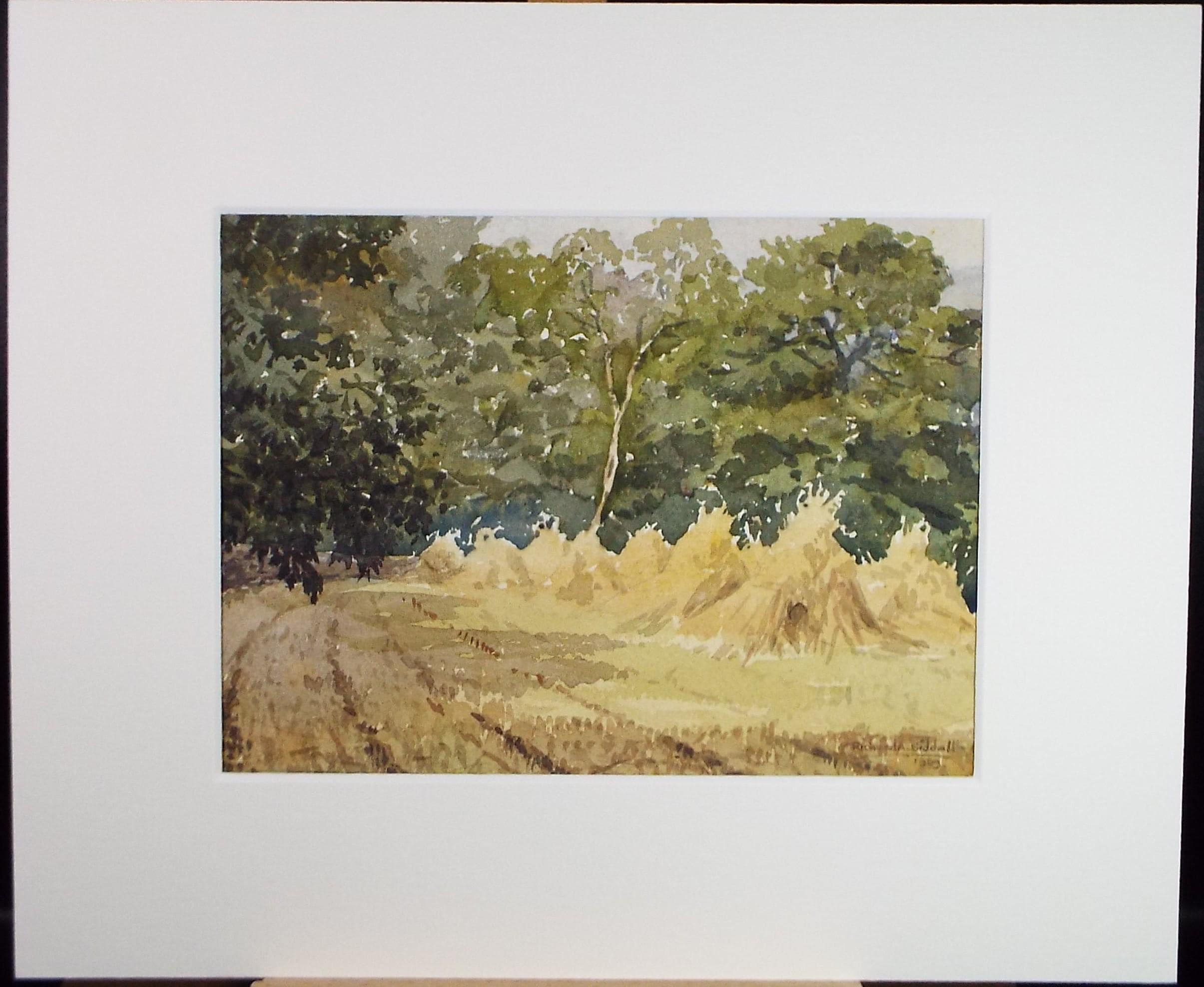 Original Watercolour on Paper, 'Corn Stooks',Dated 1959, Richard A Siddal