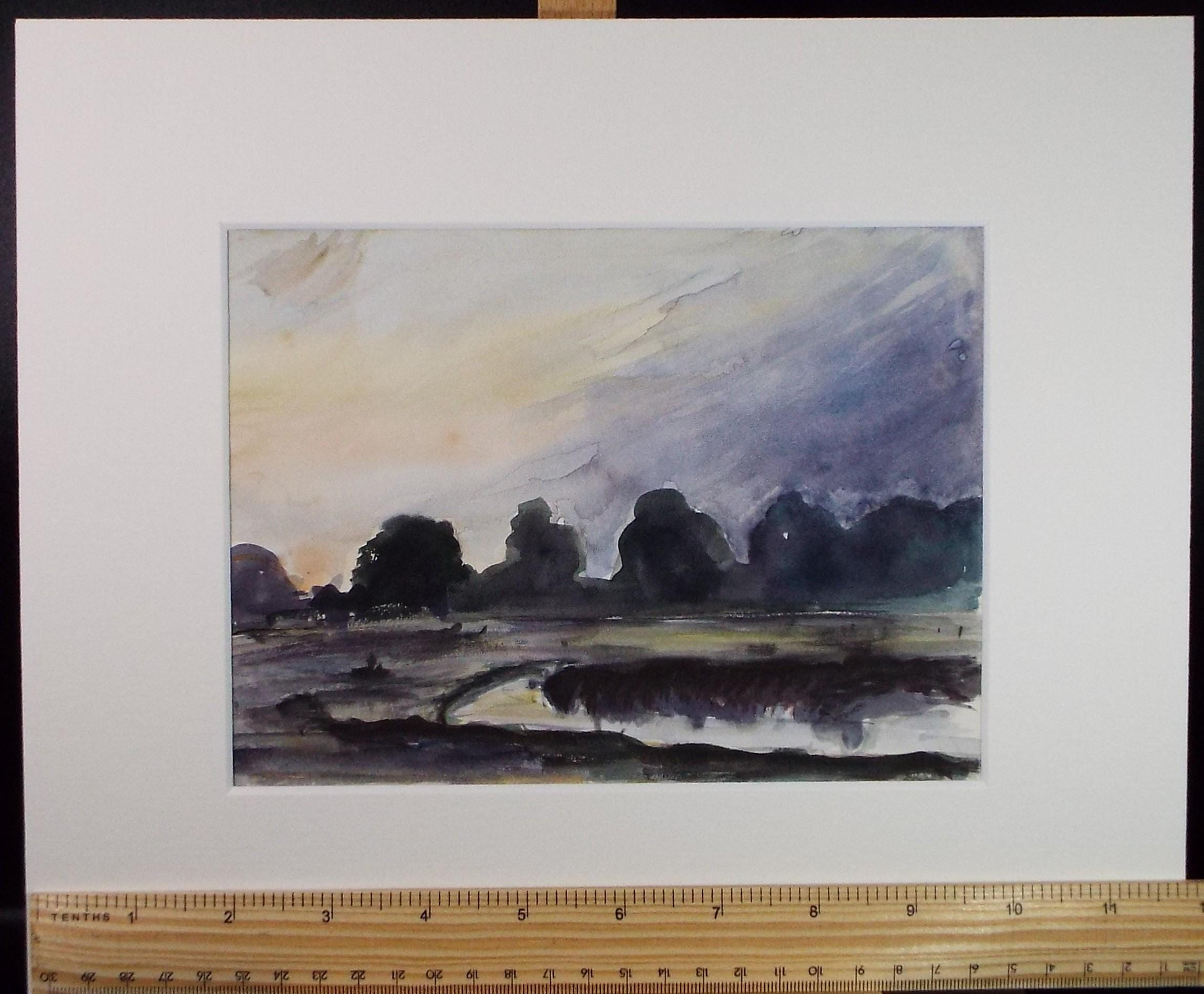 Original Watercolour & Ink, 'Landscape with Trees'', Circa 1970's , Geoffrey Burrows (1934-2023)