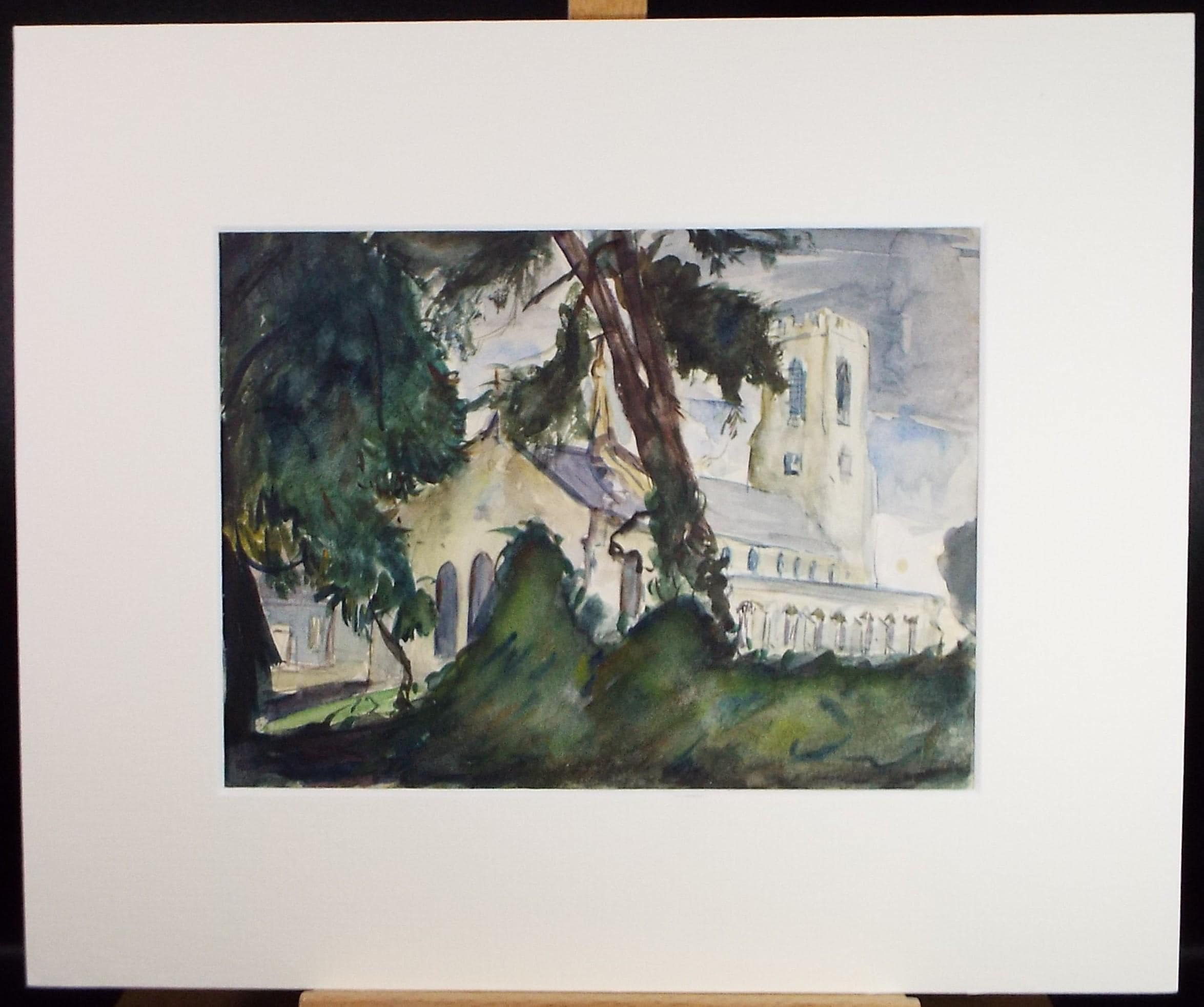Original Watercolour & Ink, 'Church Study', Circa 1970's , Geoffrey Burrows (1934-2023)