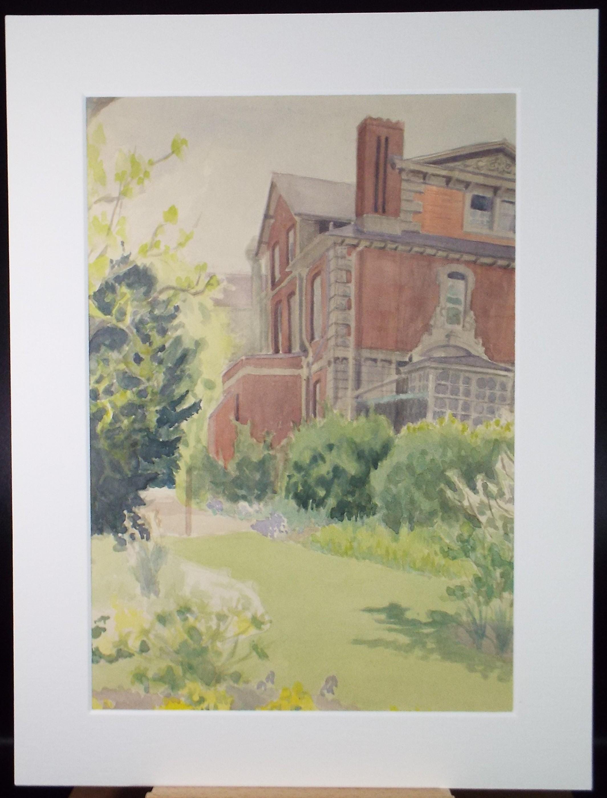 Original Watercolour,'Victorian House in a Garden', Circa 1950's, Artist Unknown
