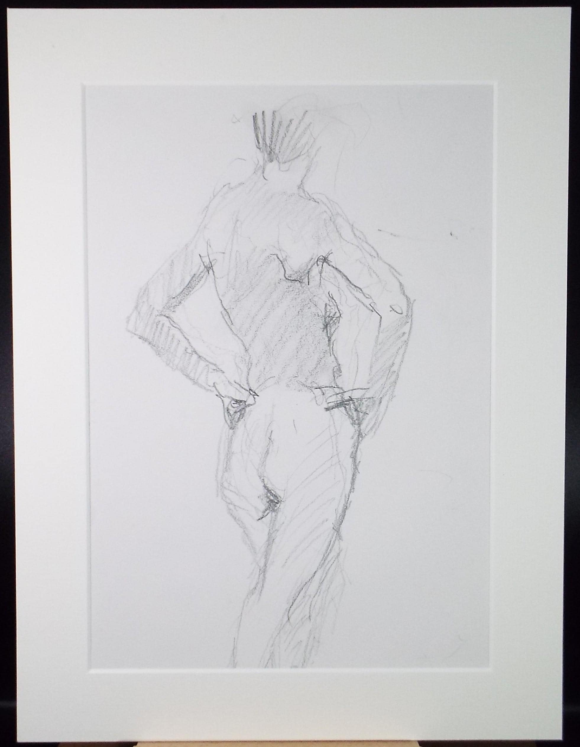 Original Pencil Sketch,'Standing figure', Circa 1990's, Pauline Plummer (b 1930)