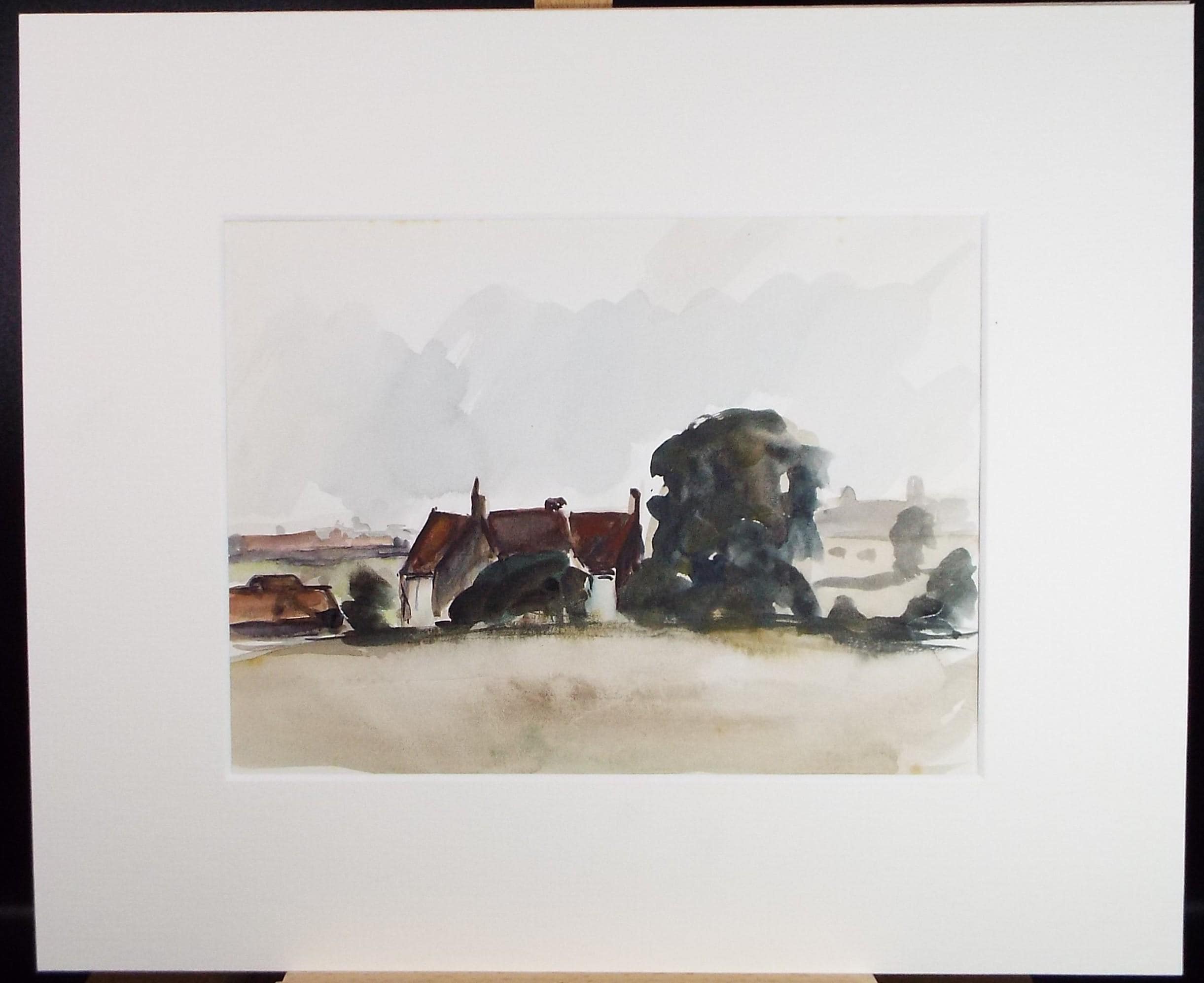 Original Watercolour & Ink, 'Farm Buildings in a Landscape, Circa 1970's , Geoffrey Burrows (1934-2023)
