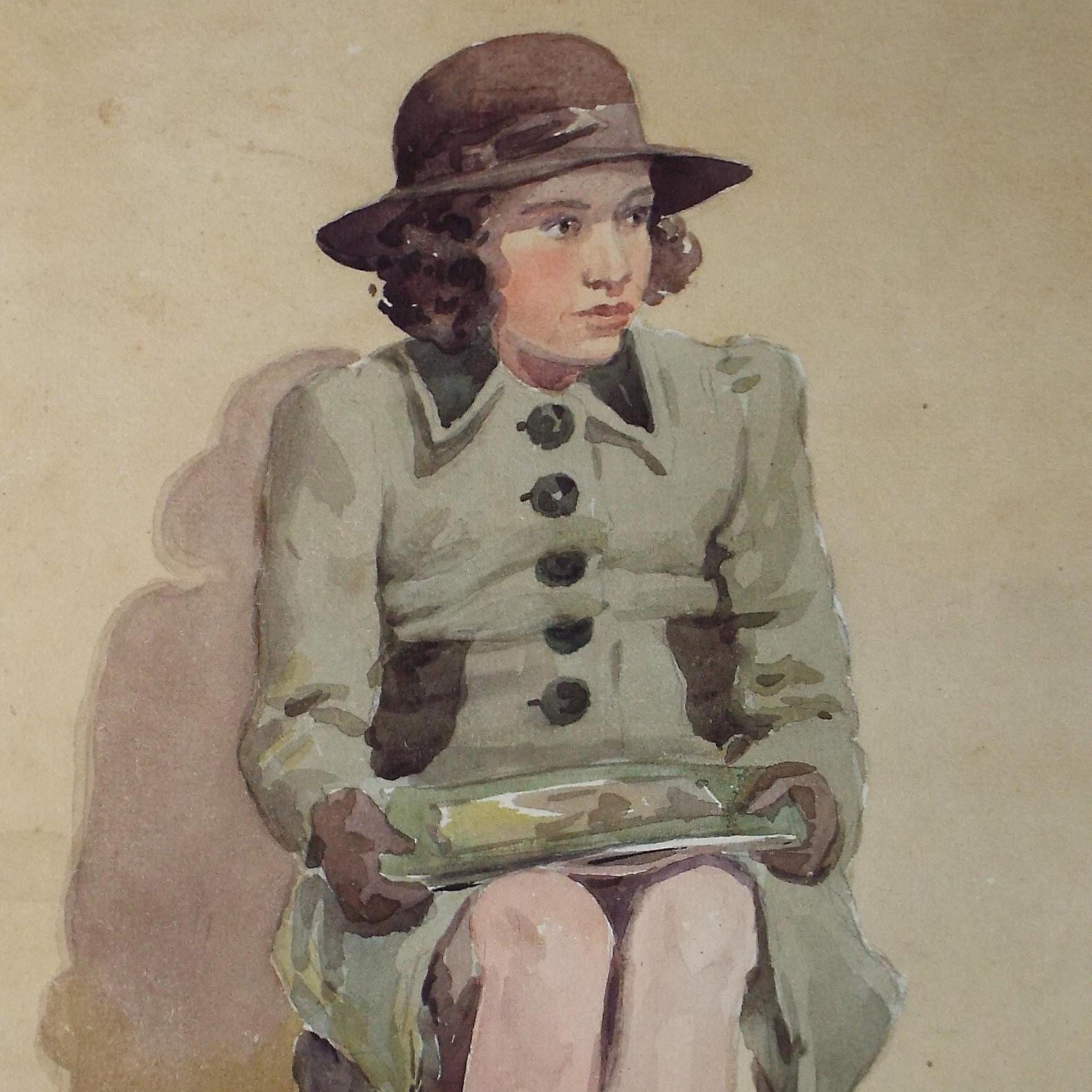 Original Watercolour, 'Portrait of a Girl', Circa 1950's , Richard A Siddall
