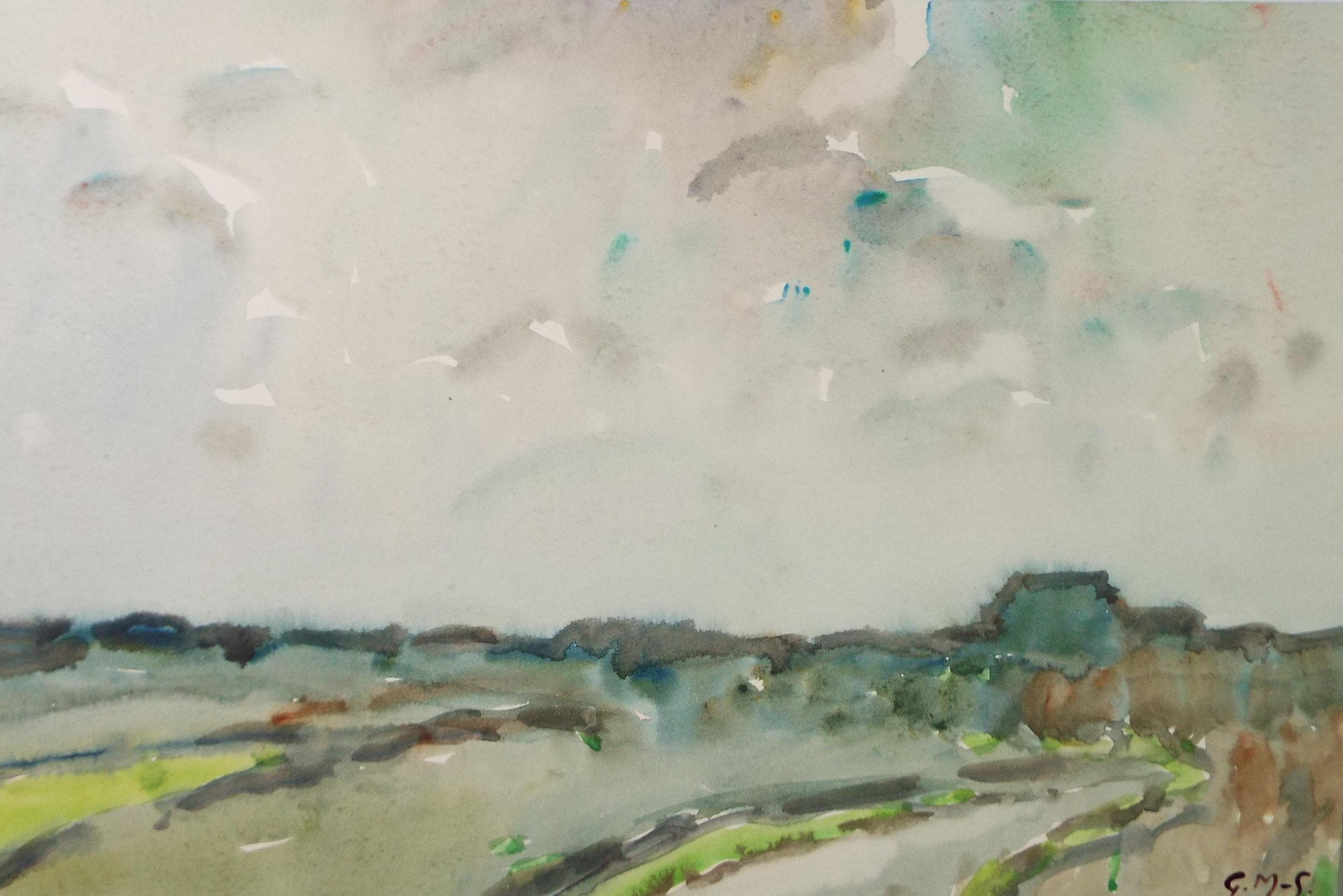Original Watercolour, 'Cornish Landscape View', Circa 1950's , George Manning-Sanders (1881-1953)