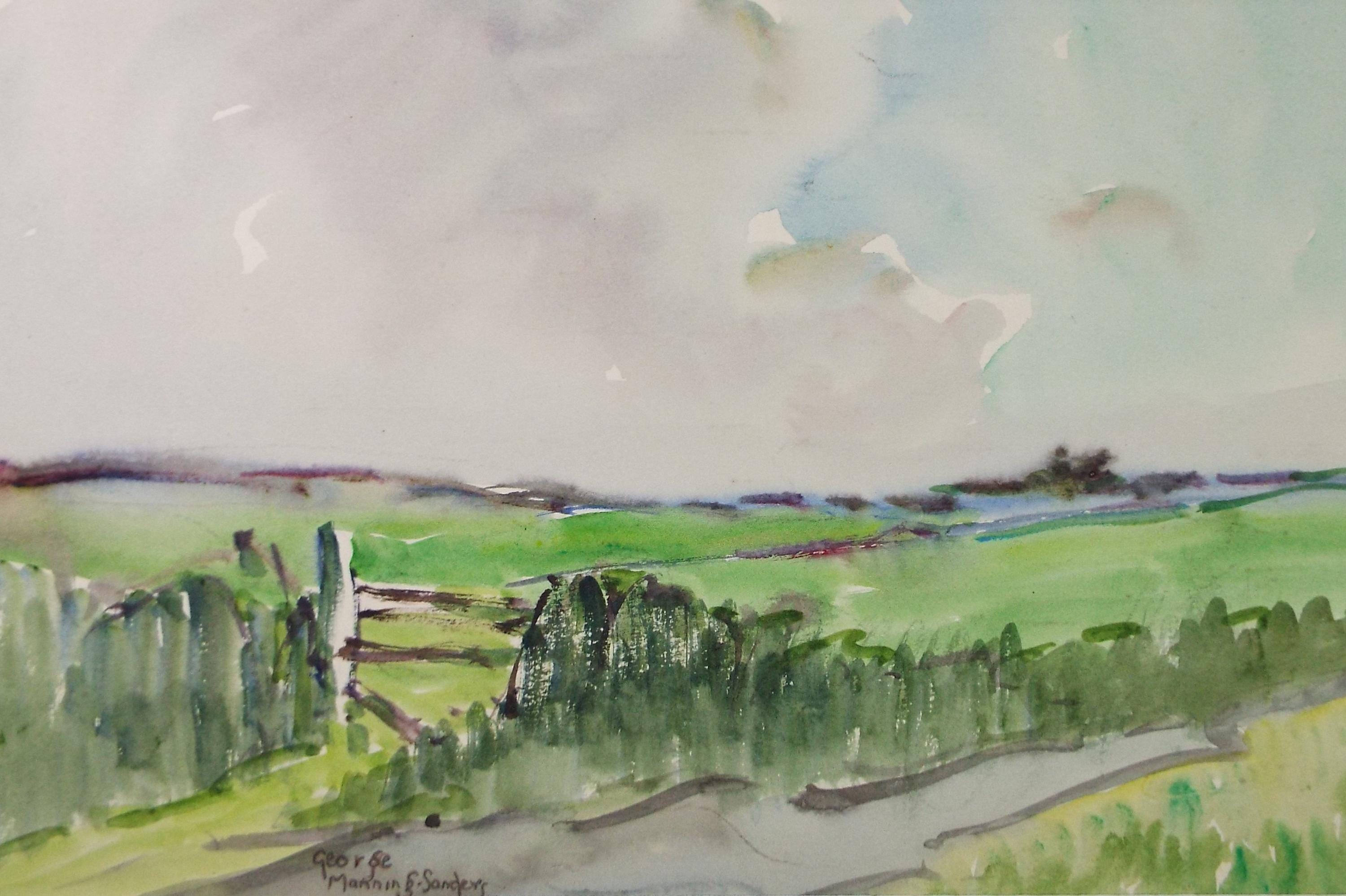 Original Watercolour, 'Cornish Landscape View', Circa 1950's , George Manning-Sanders (1881-1953)