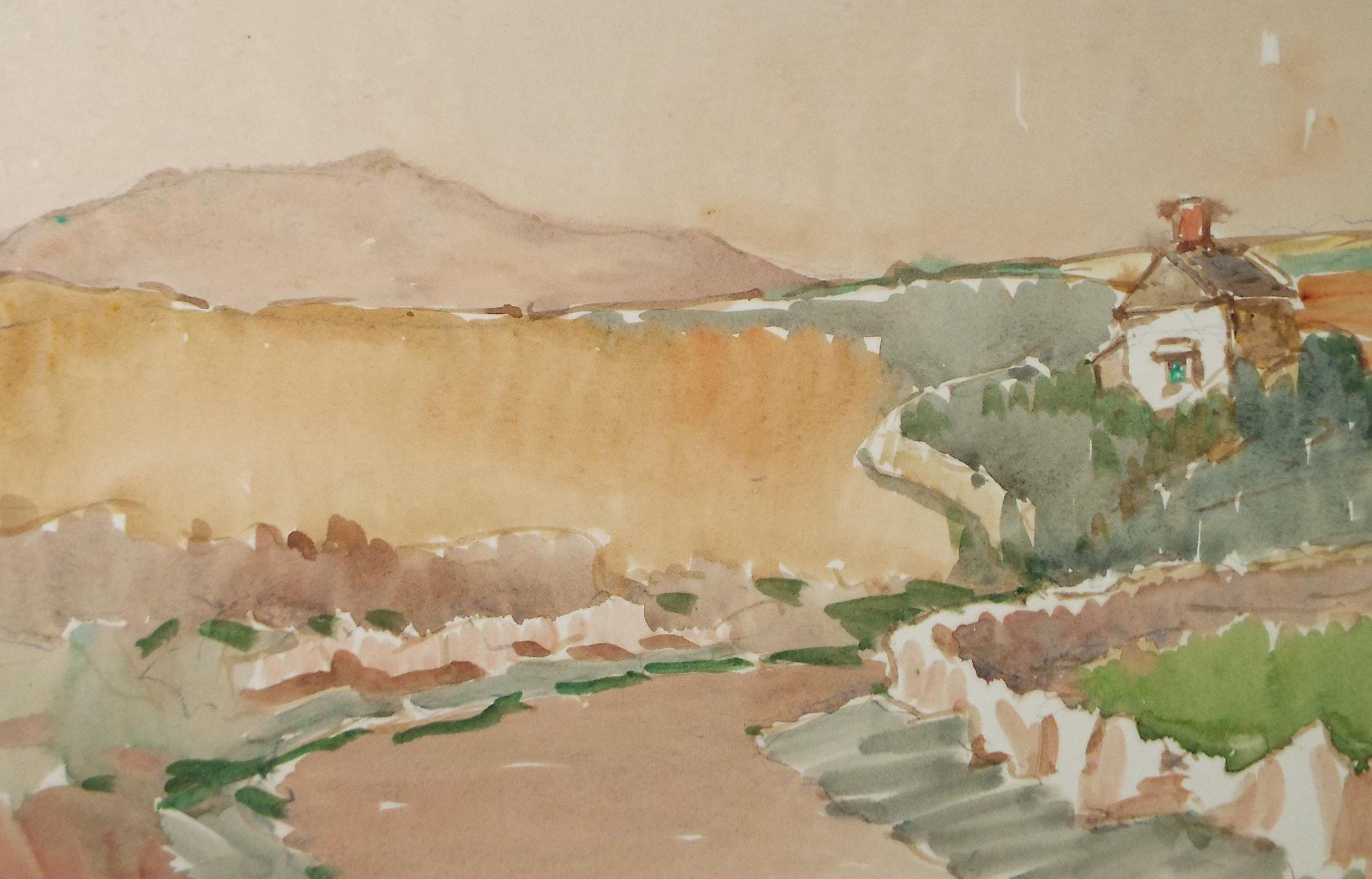 Original Watercolour, 'Cornish Landscape View', Circa 1950's , George Manning-Sanders (1881-1953)