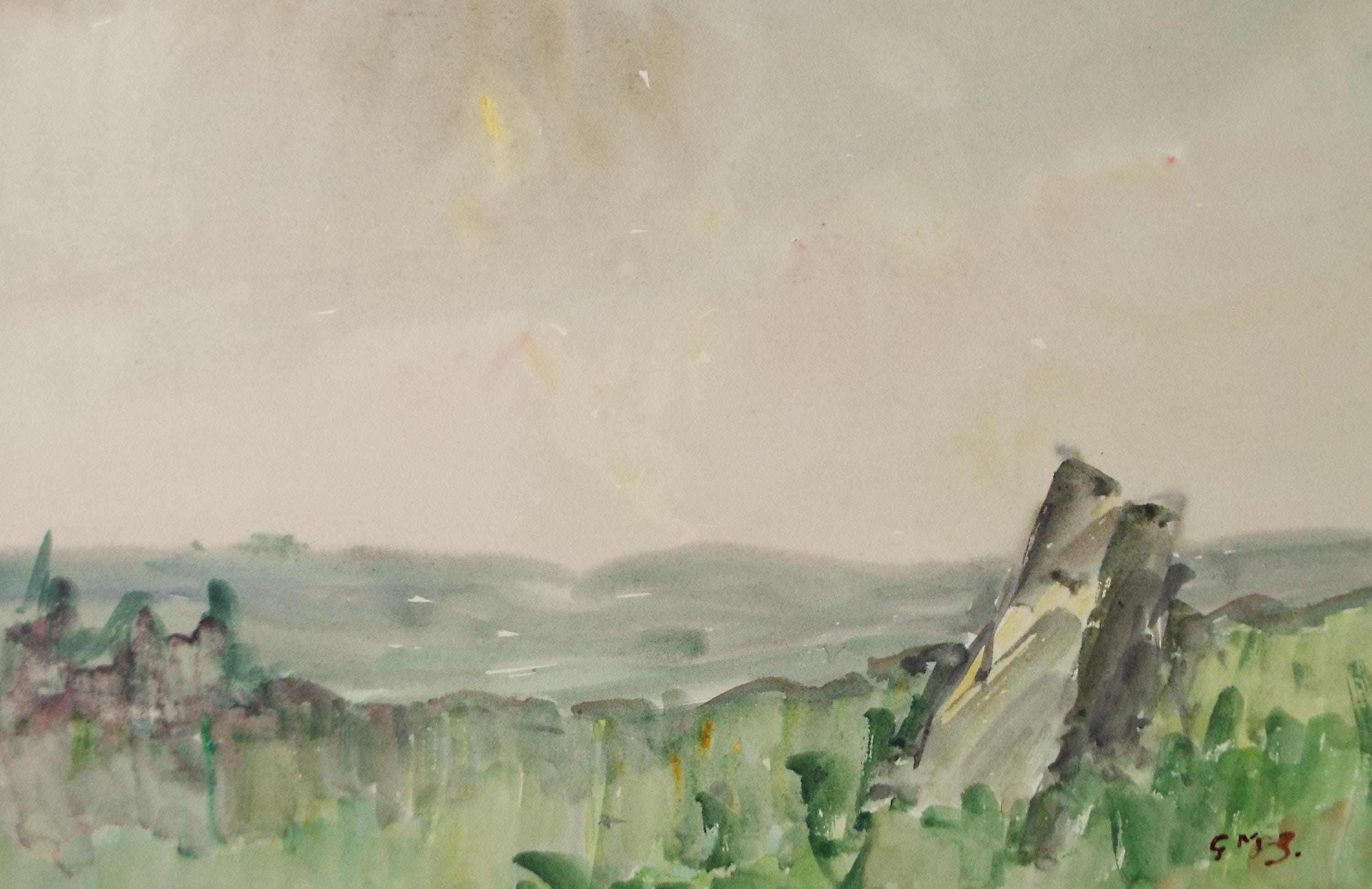 Original Watercolour, 'Cornish Landscape View', Circa 1950's , George Manning-Sanders (1881-1953)