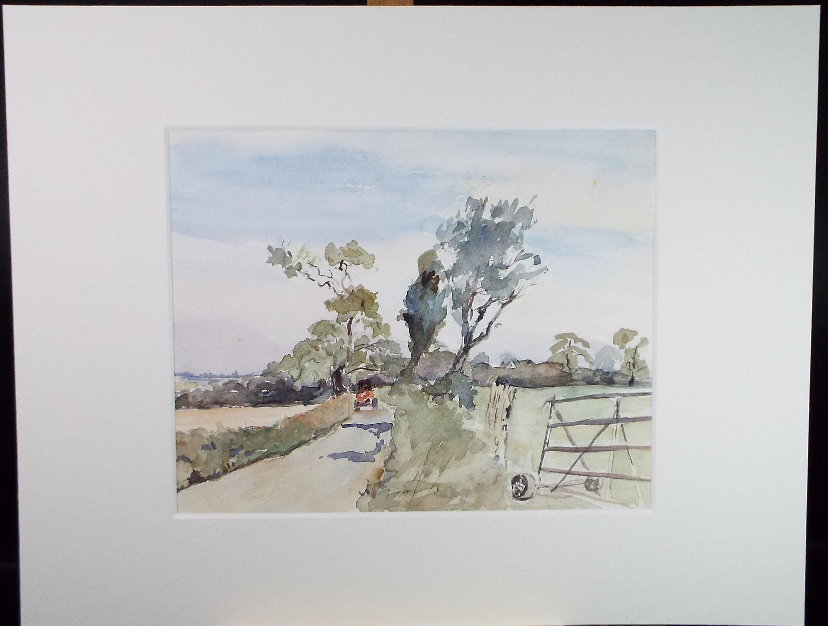 Original Watercolour, 'Tractor in a Country Lane', Circa 1970's , Geoffrey Burrows (1934-2023)