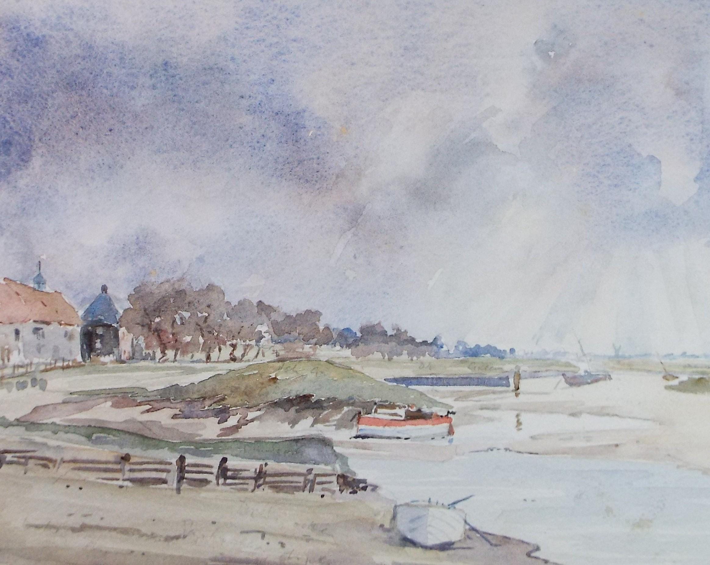 Original Watercolour, 'Boats on the Shore', Circa 1970's , Geoffrey Burrows (1934-2023)