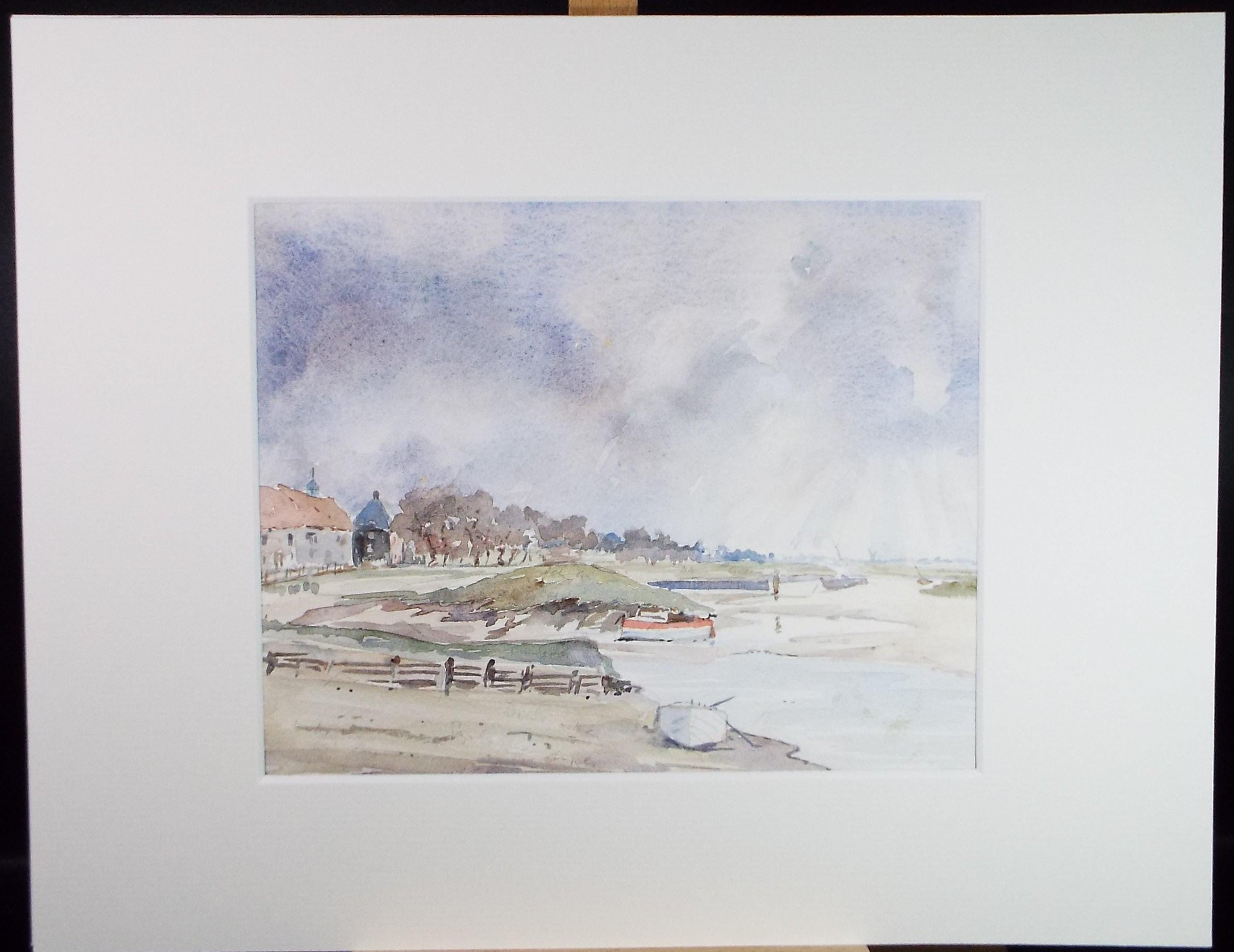 Original Watercolour, 'Boats on the Shore', Circa 1970's , Geoffrey Burrows (1934-2023)