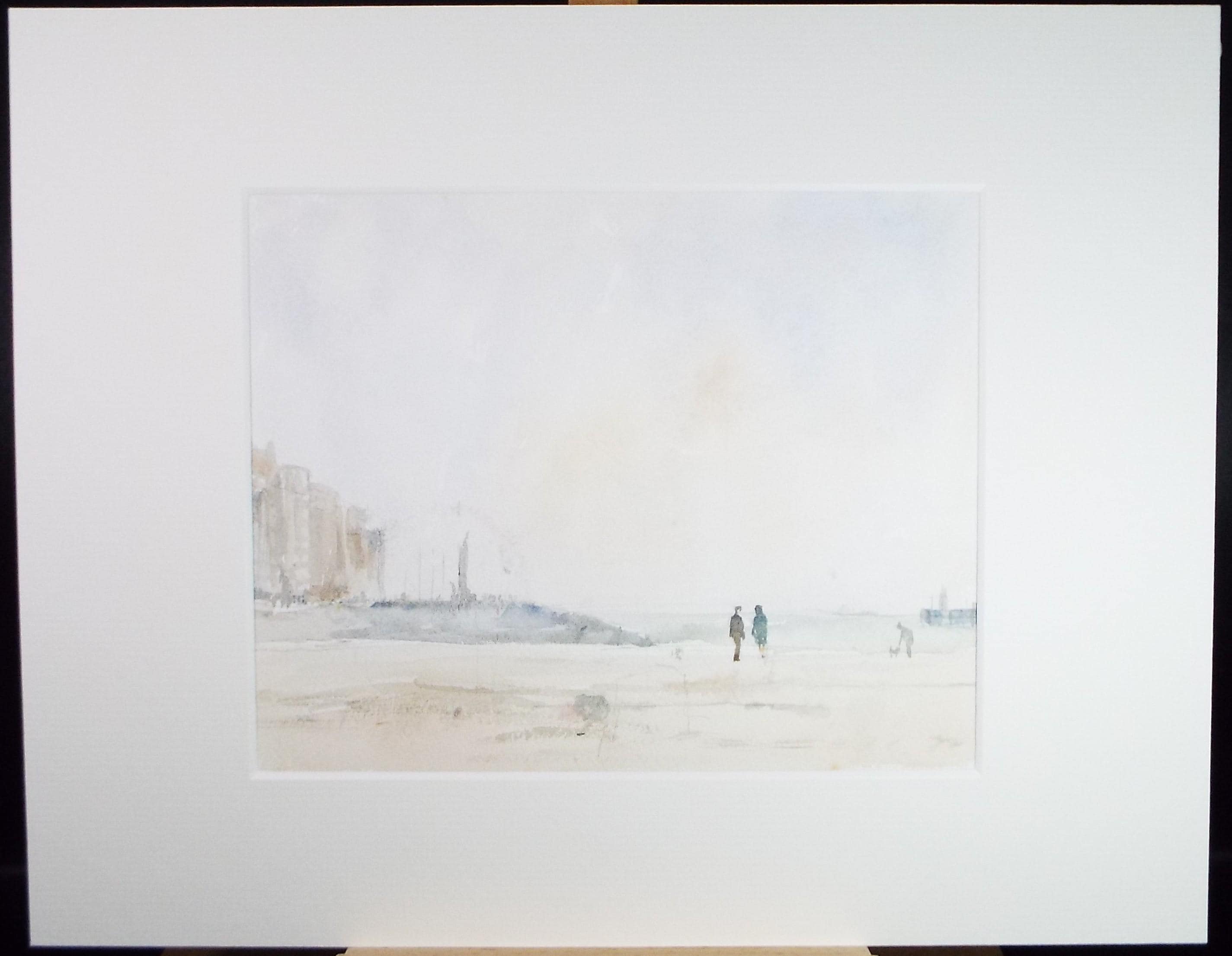 Original Watercolour, 'Figures on the beach', Circa 1970's , Geoffrey Burrows (1934-2023)