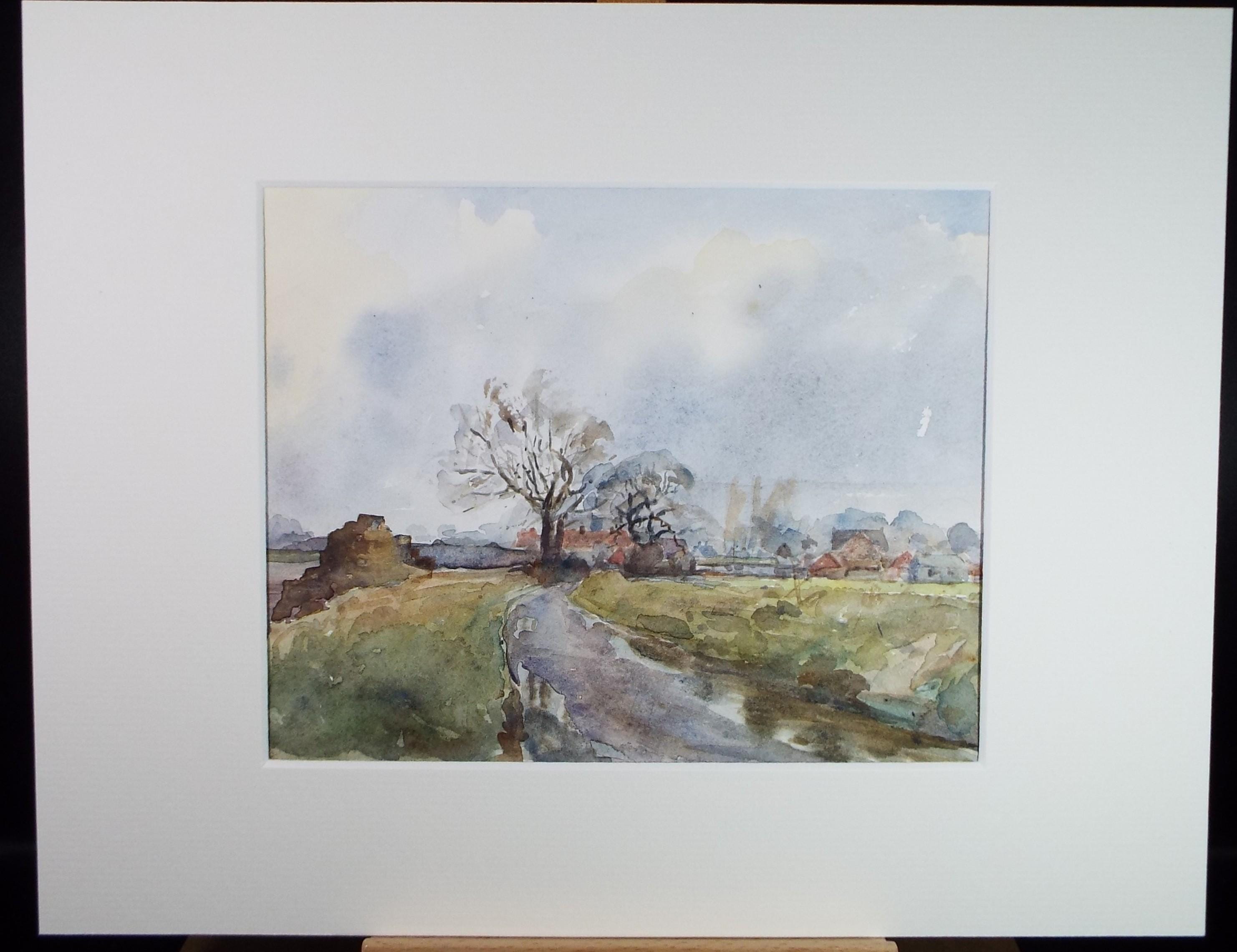 Original Watercolour, 'a Country Lane' , Circa 1970's , Geoffrey Burrows (1934-2023)