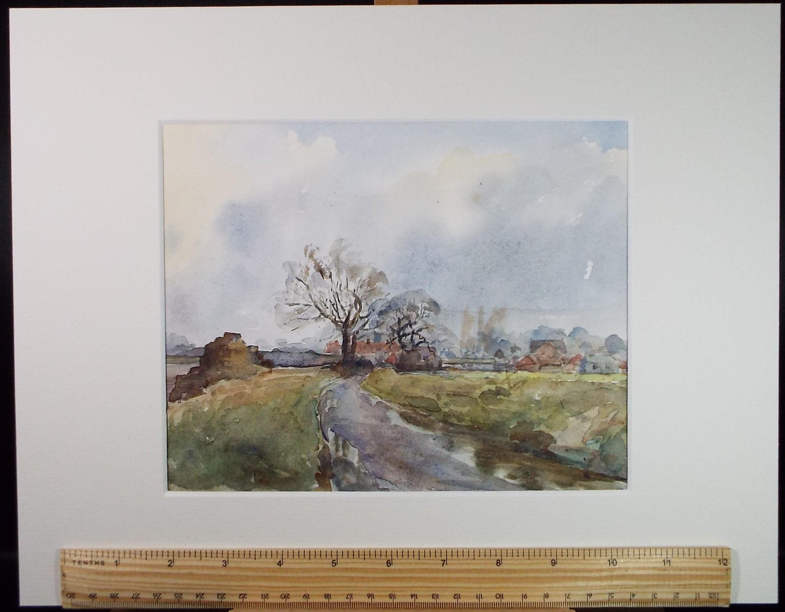Original Watercolour, 'a Country Lane' , Circa 1970's , Geoffrey Burrows (1934-2023)