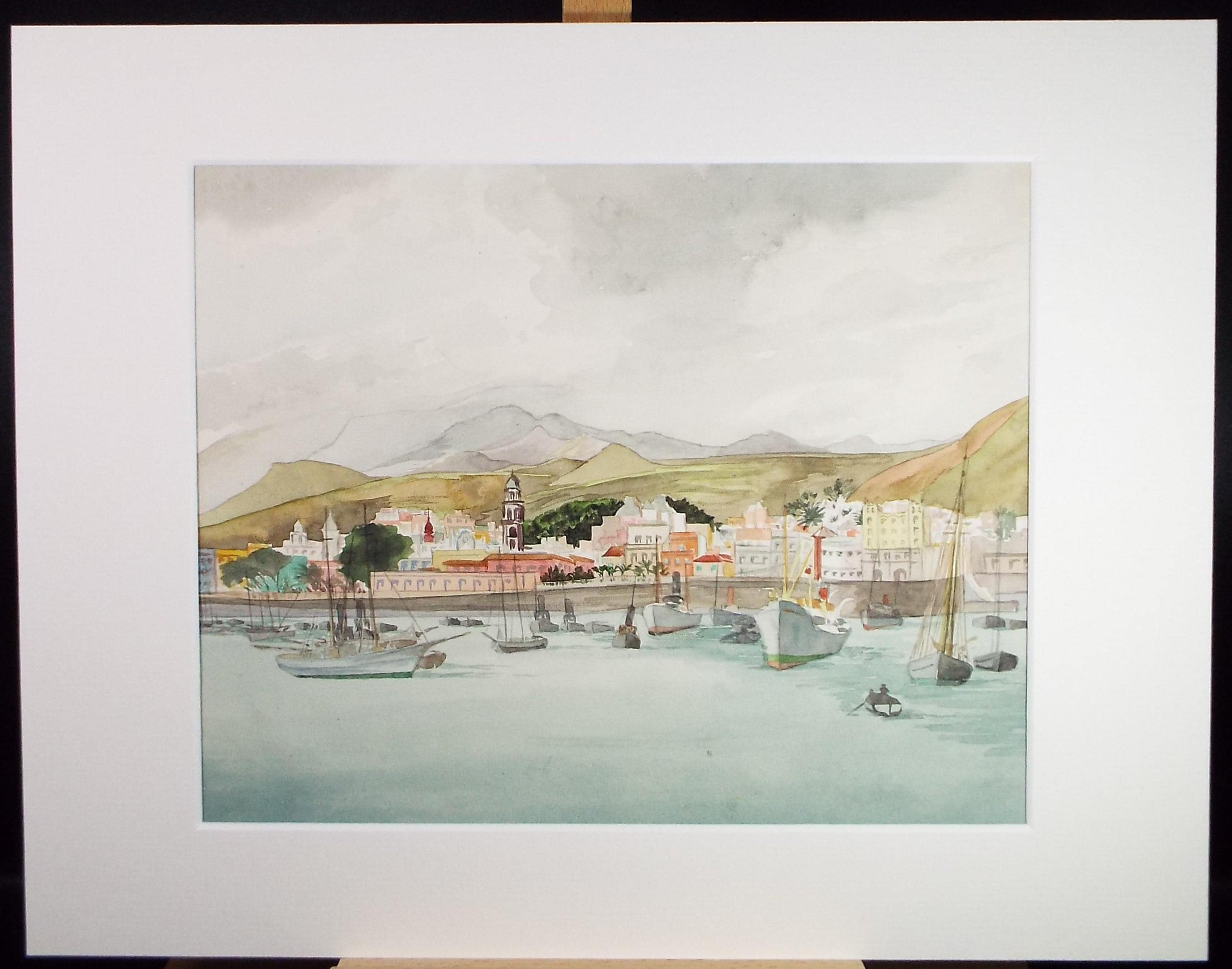 Original Watercolour, 'Santa Cruz de Tenerife', Circa 1950's, Ivy T. Attwell (1895-1985)
