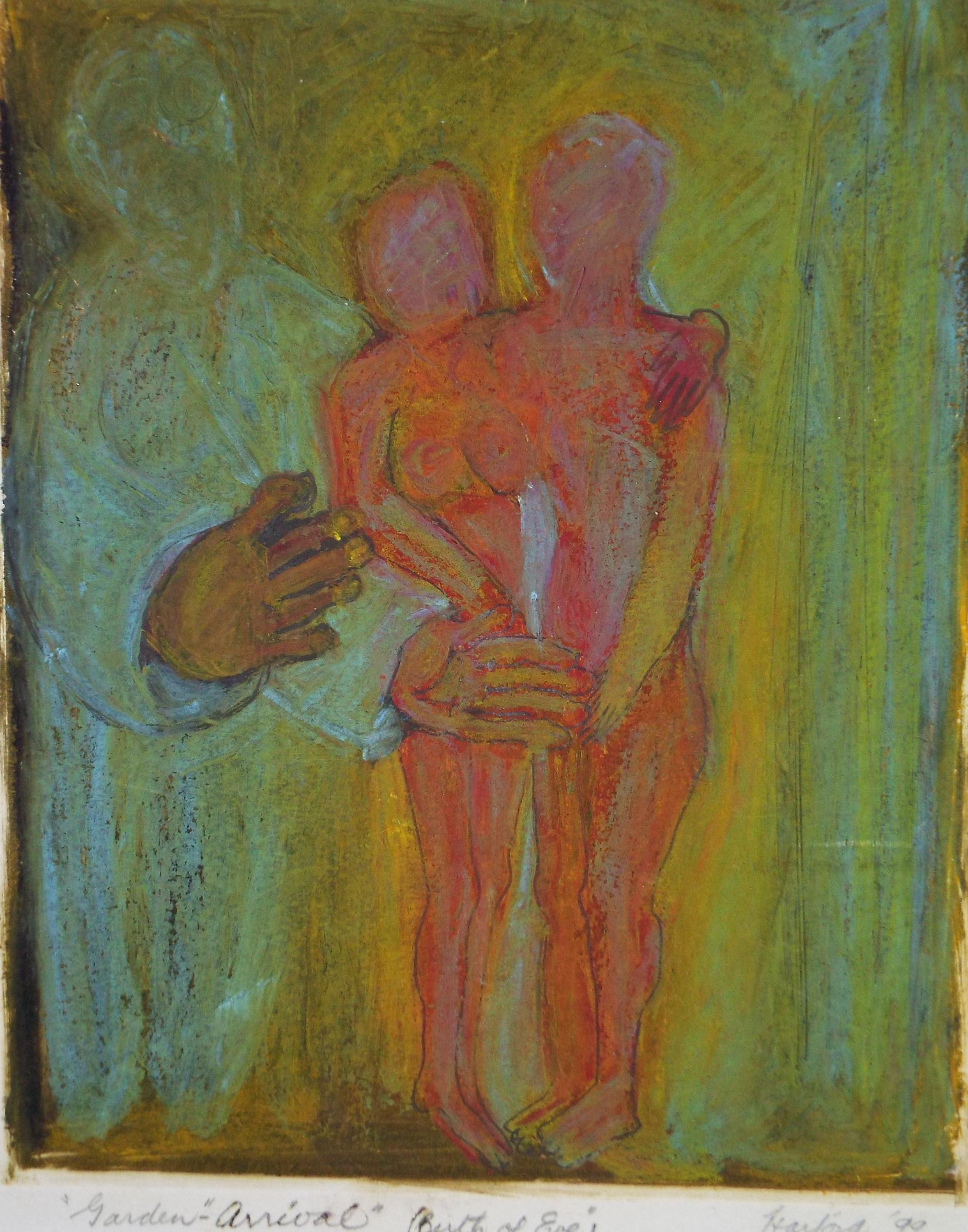 Monotype etching 'Garden - arrival', Diz Harford, Dated 1999