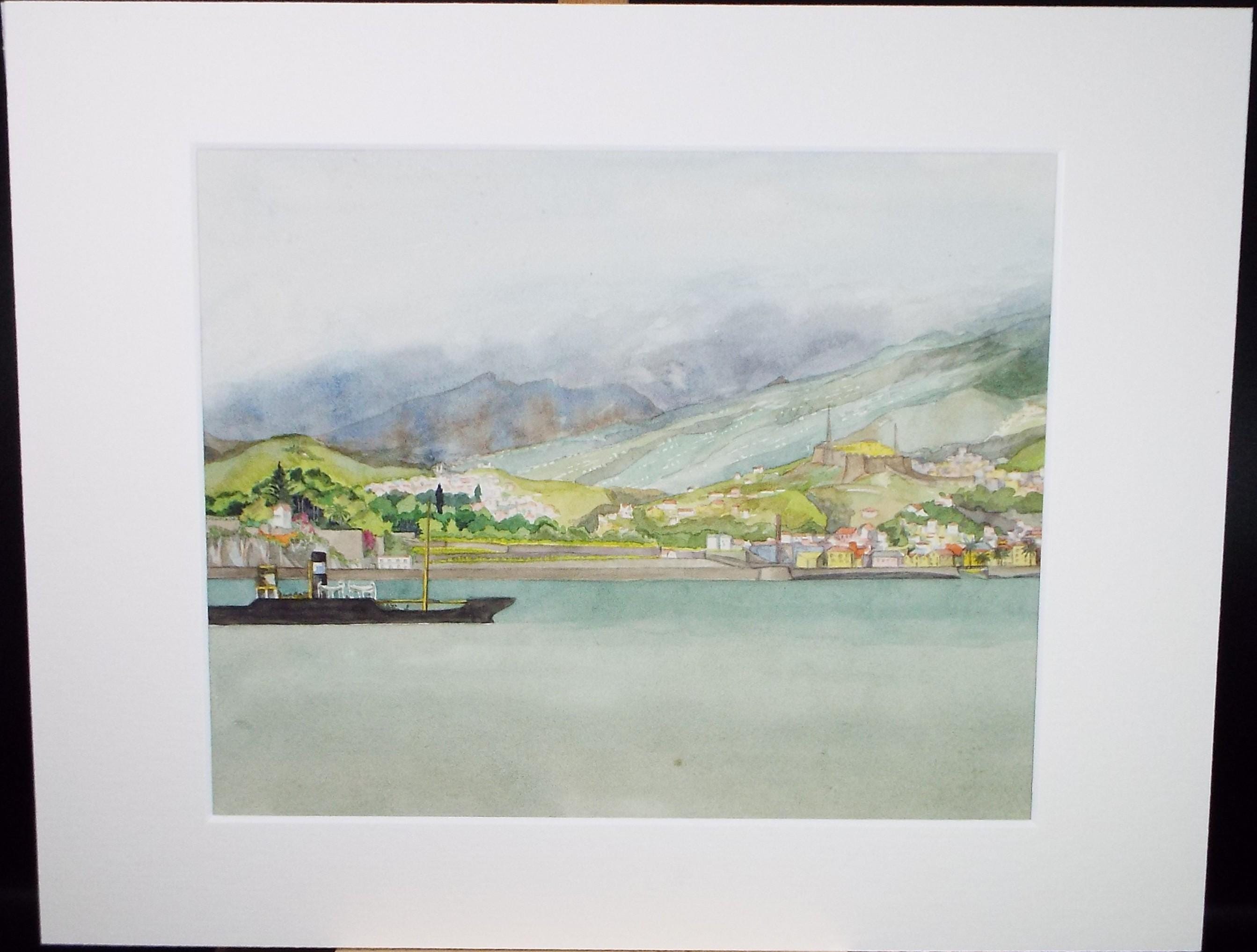 Original Watercolour, 'Off the coast, The Canaries', Circa 1950's, Ivy T. Attwell (1895-1985)