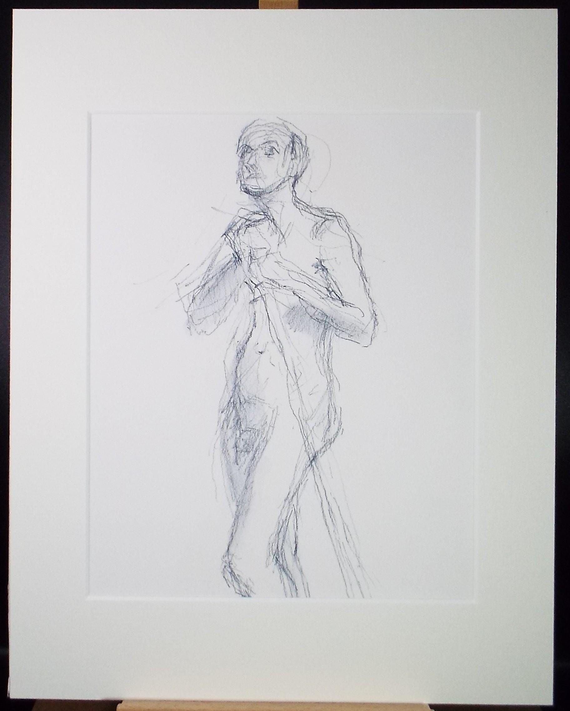 Original Pencil Sketch,'Standing figure', Circa 1990's, Pauline Plummer (b 1930)
