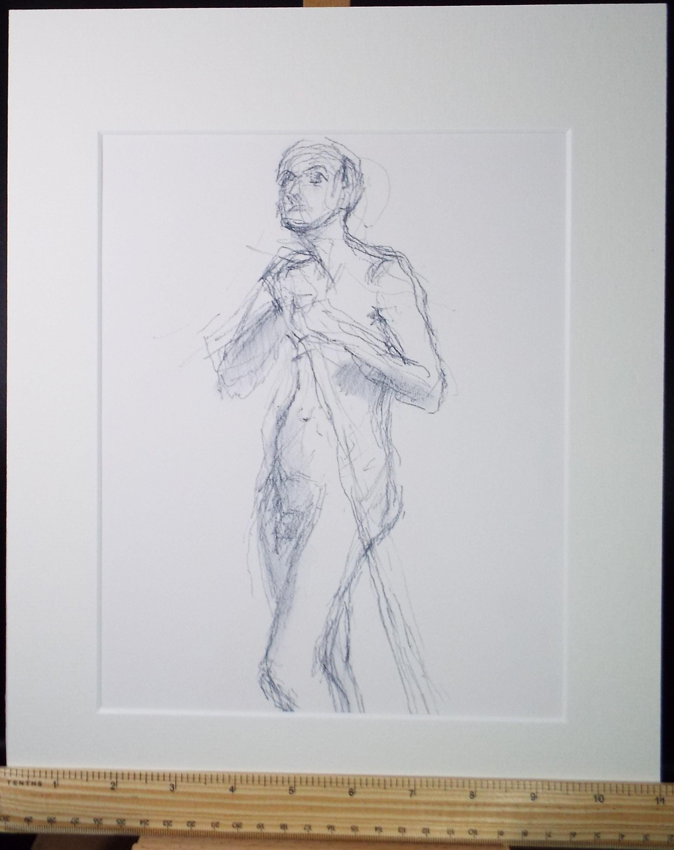 Original Pencil Sketch,'Standing figure', Circa 1990's, Pauline Plummer (b 1930)